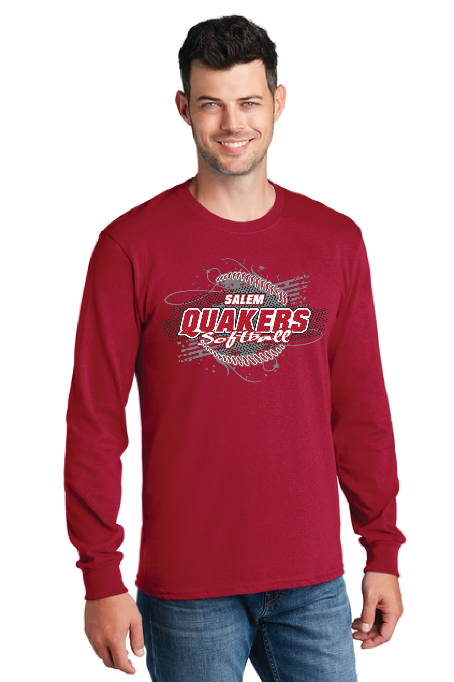 SALEM QUAKERS SOFTBALL PC54LS Port & Company® Long Sleeve Core Cotton Tee 1