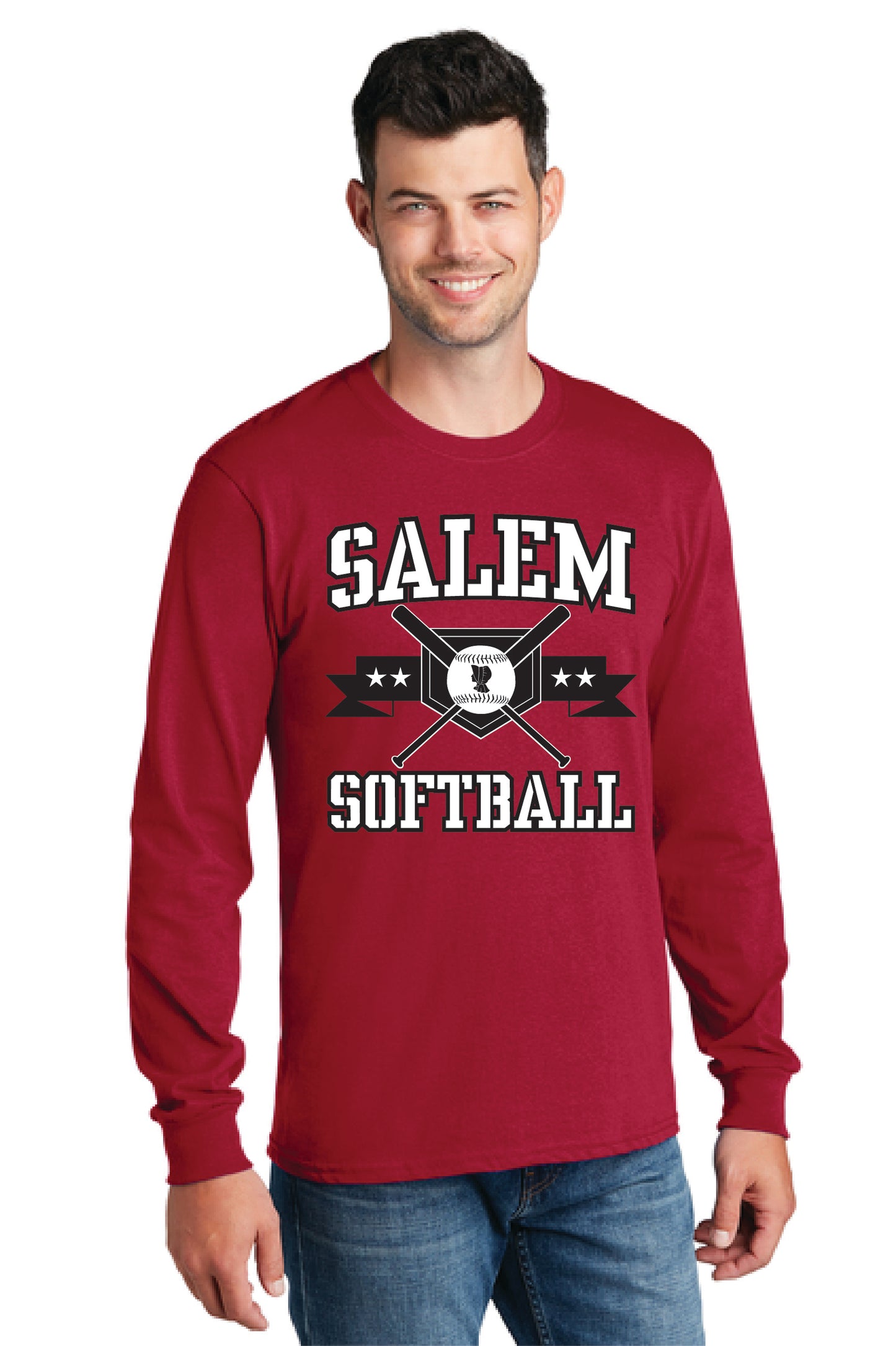 SALEM QUAKERS SOFTBALL PC54LS Port & Company® Long Sleeve Core Cotton Tee 3