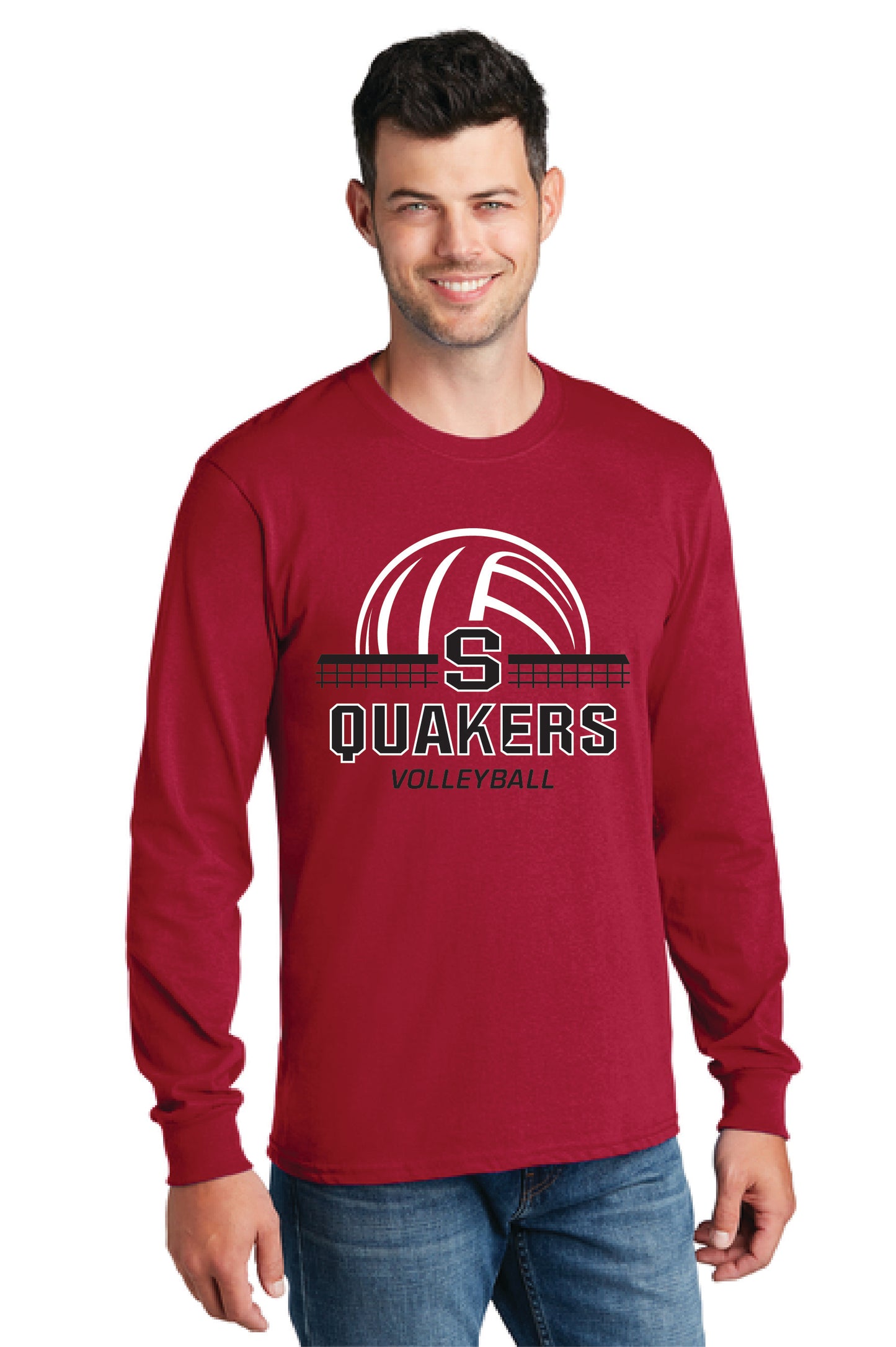 SALEM QUAKERS VOLLEYBALL PC54LS Port & Company® Long Sleeve Core Cotton Tee 3