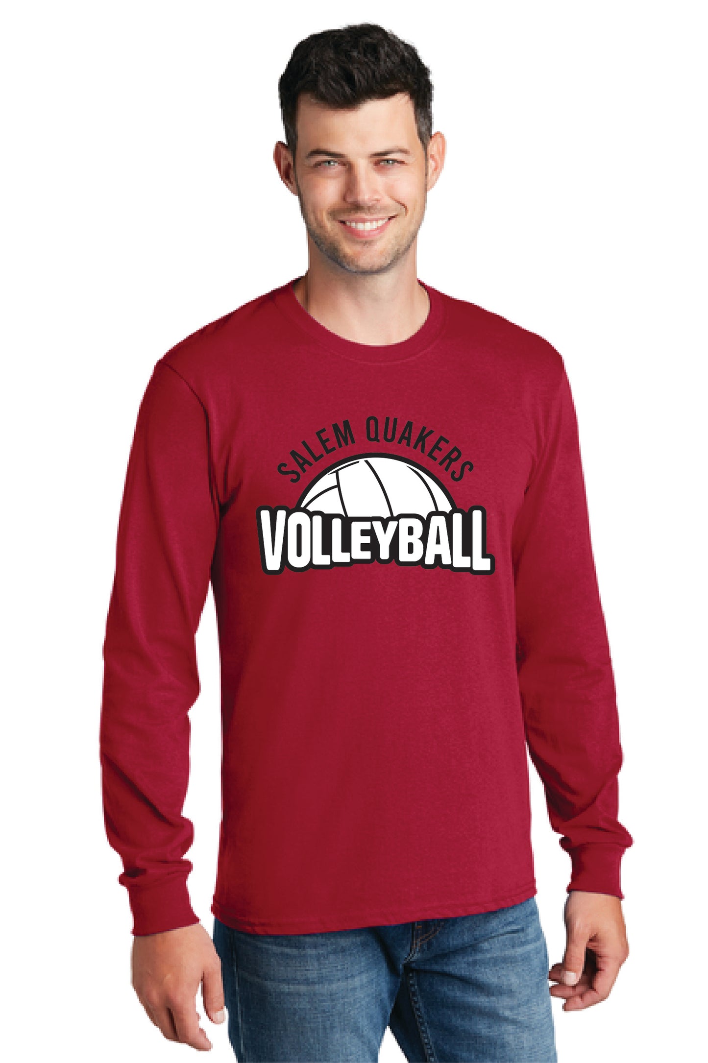 SALEM QUAKERS VOLLEYBALL PC54LS Port & Company® Long Sleeve Core Cotton Tee 8