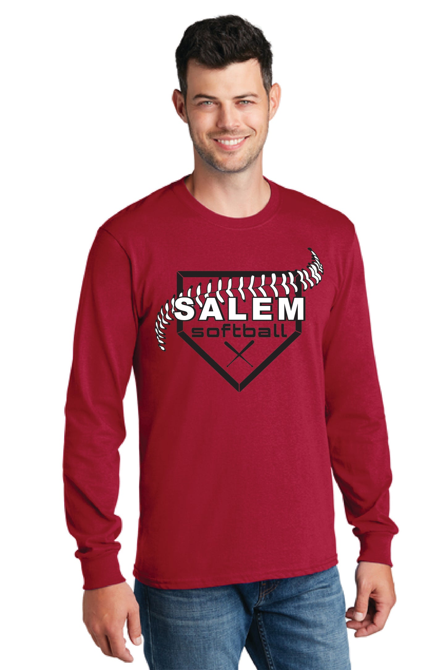 SALEM QUAKERS SOFTBALL PC54LS Port & Company® Long Sleeve Core Cotton Tee 4