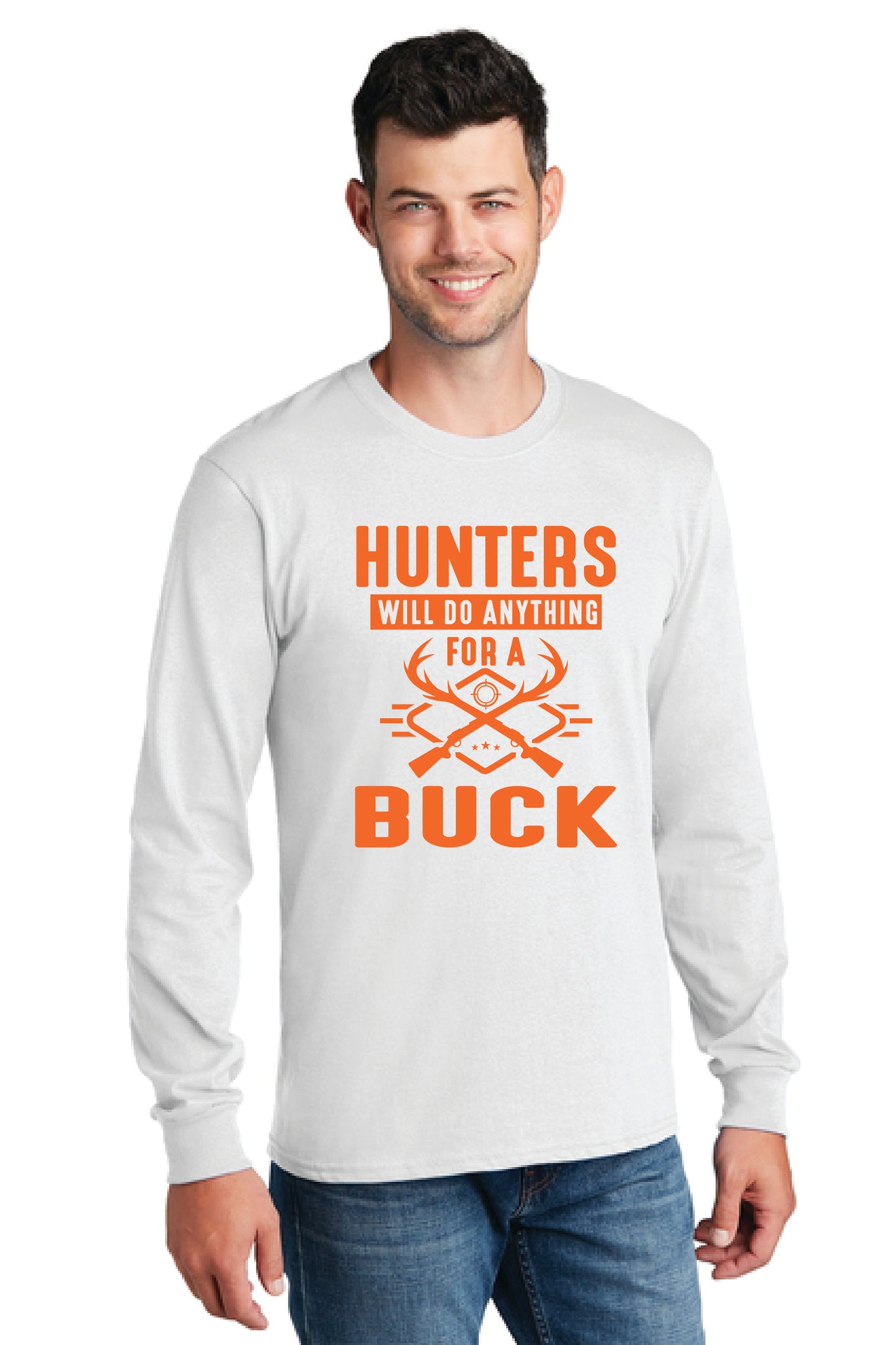 HUNTER WILL DO ANYTHIG FOR A BUCK Gildan Softstyle® Long Sleeve T-Shirt 3