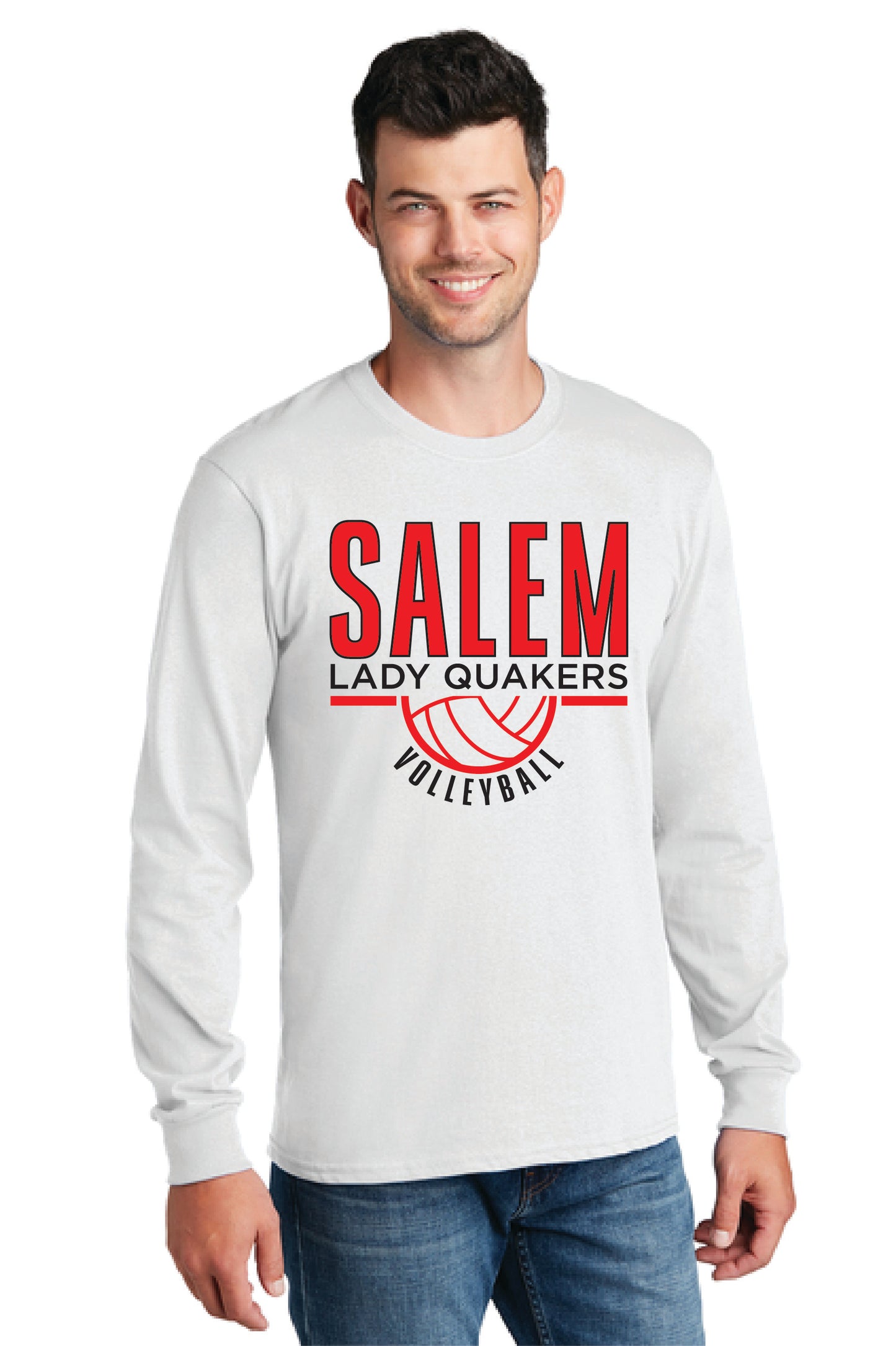 SALEM QUAKERS VOLLEYBALL PC54LS Port & Company® Long Sleeve Core Cotton Tee 2