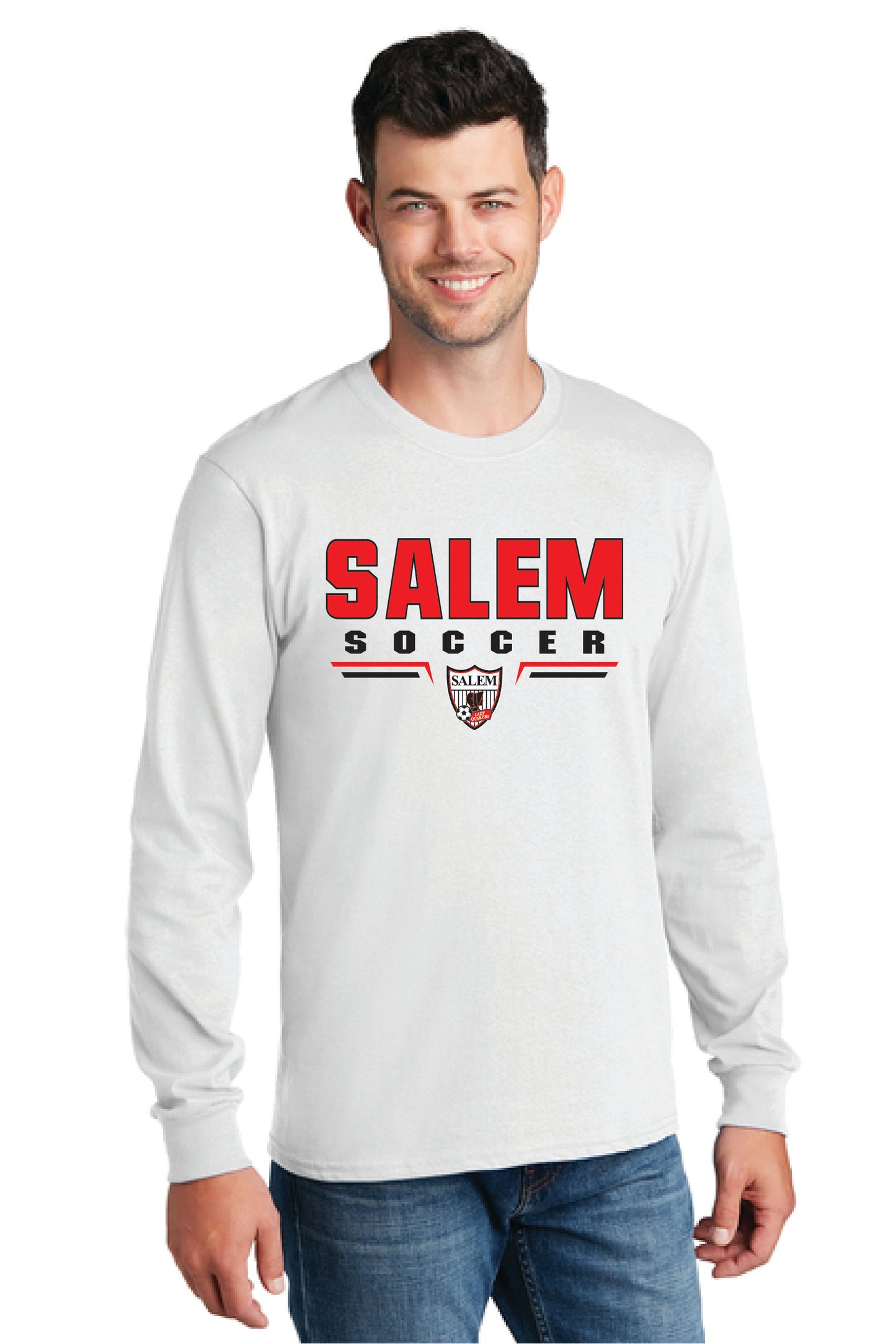 SALEM QUAKERS SOCCER PC54LS Port & Company® Long Sleeve Core Cotton Tee 11