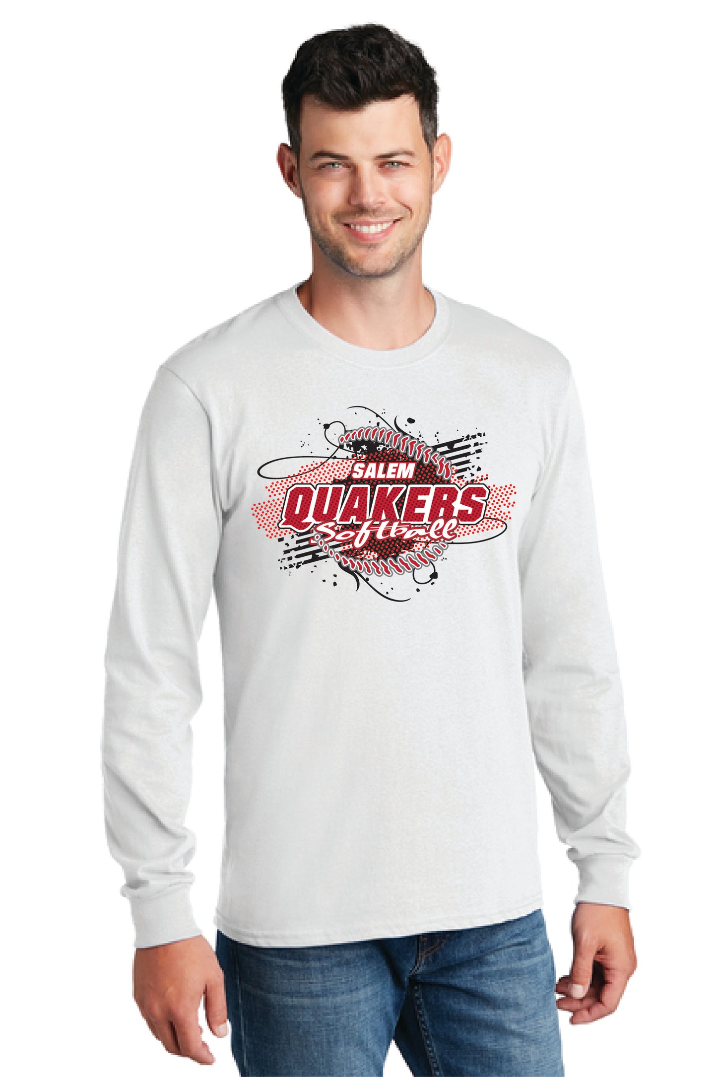 SALEM QUAKERS SOFTBALL PC54LS Port & Company® Long Sleeve Core Cotton Tee 1