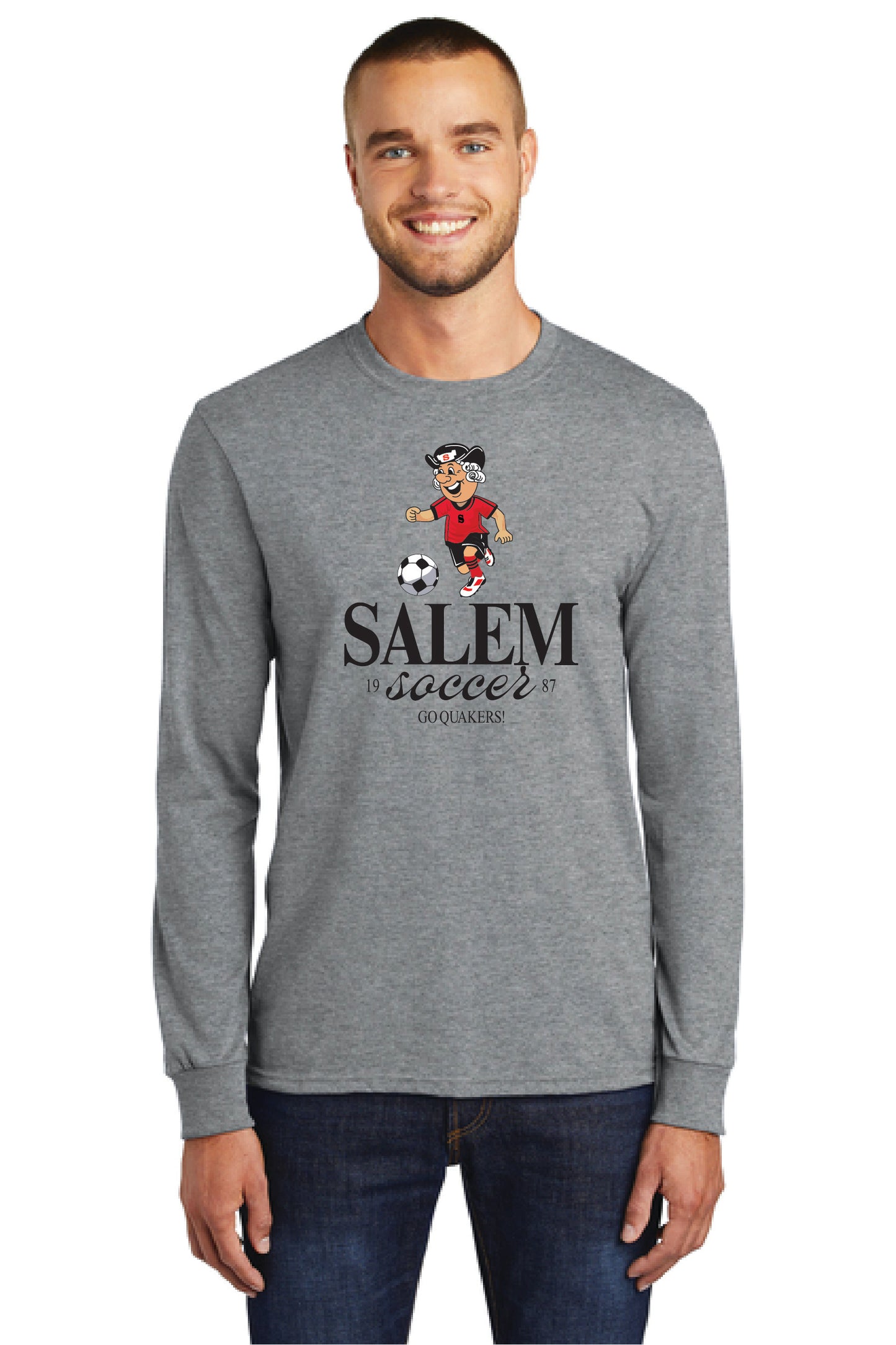 SALEM QUAKERS SOCCER PC55LS Port & Company® Long Sleeve Core Cotton Tee 15