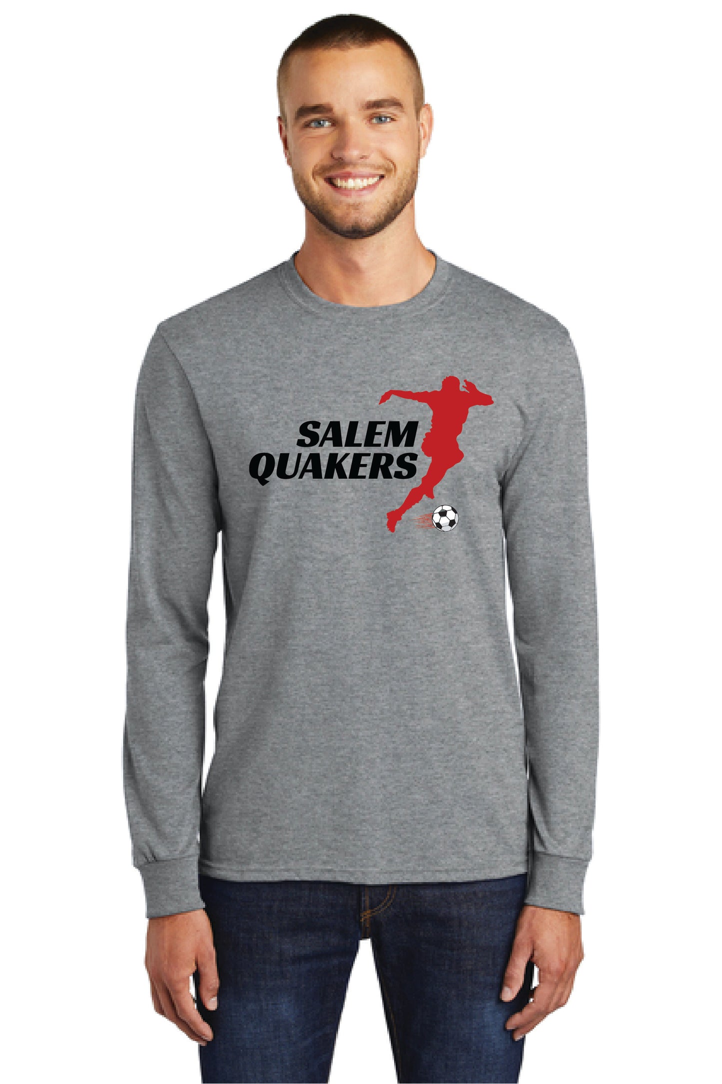 SALEM QUAKERS SOCCER PC55LS Port & Company® Long Sleeve Core Cotton Tee 19