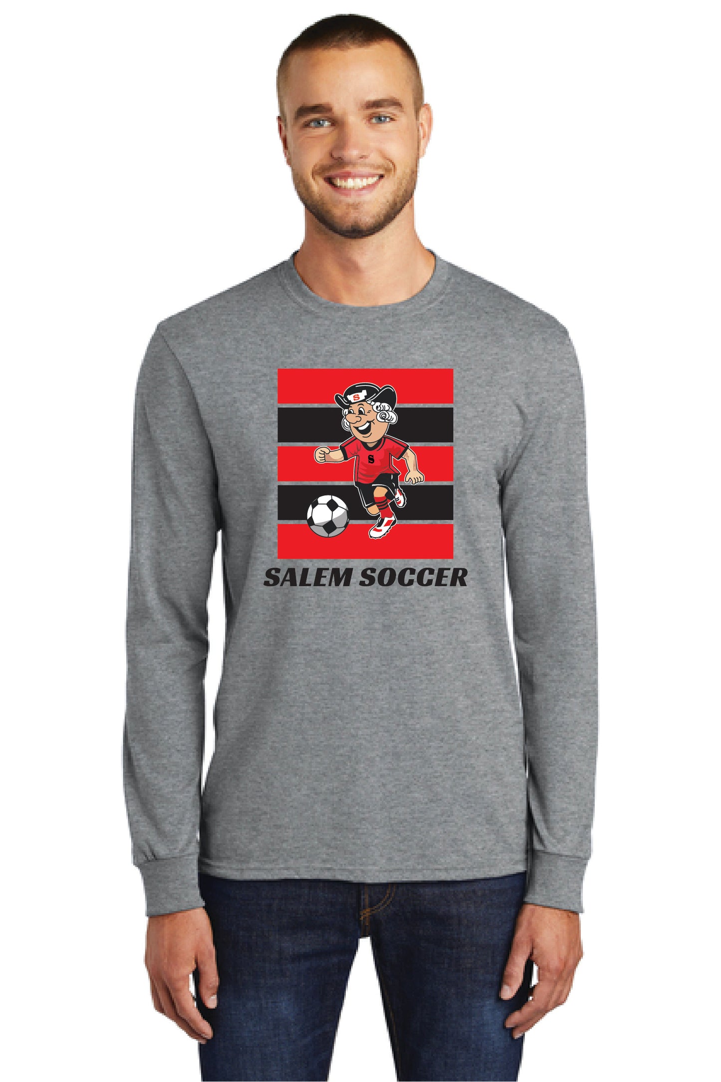 SALEM QUAKERS SOCCER PC54LS Port & Company® Long Sleeve Core Cotton Tee 17