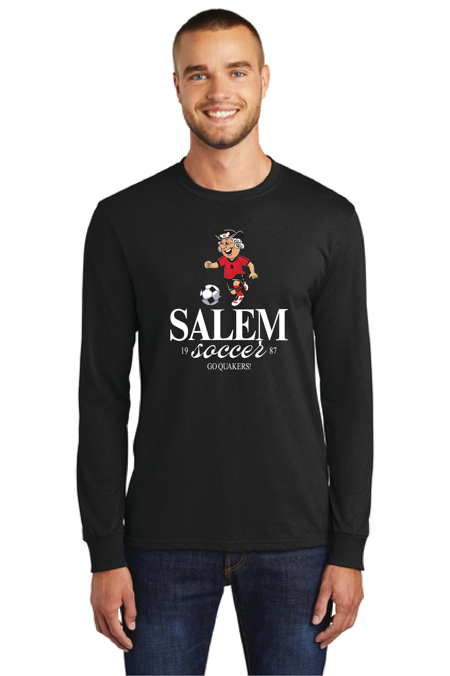 SALEM QUAKERS SOCCER PC55LS Port & Company® Long Sleeve Core Cotton Tee 15