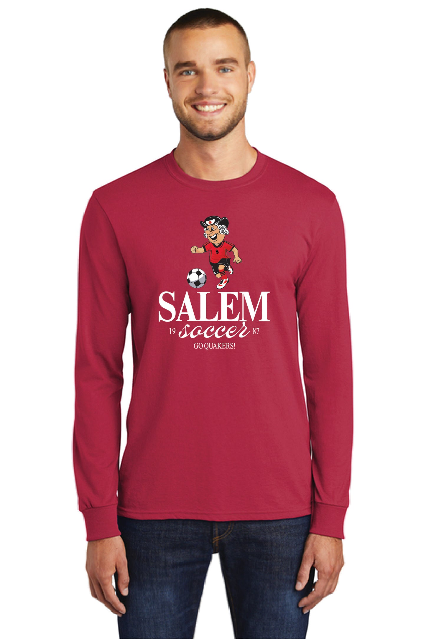 SALEM QUAKERS SOCCER PC55LS Port & Company® Long Sleeve Core Cotton Tee 15