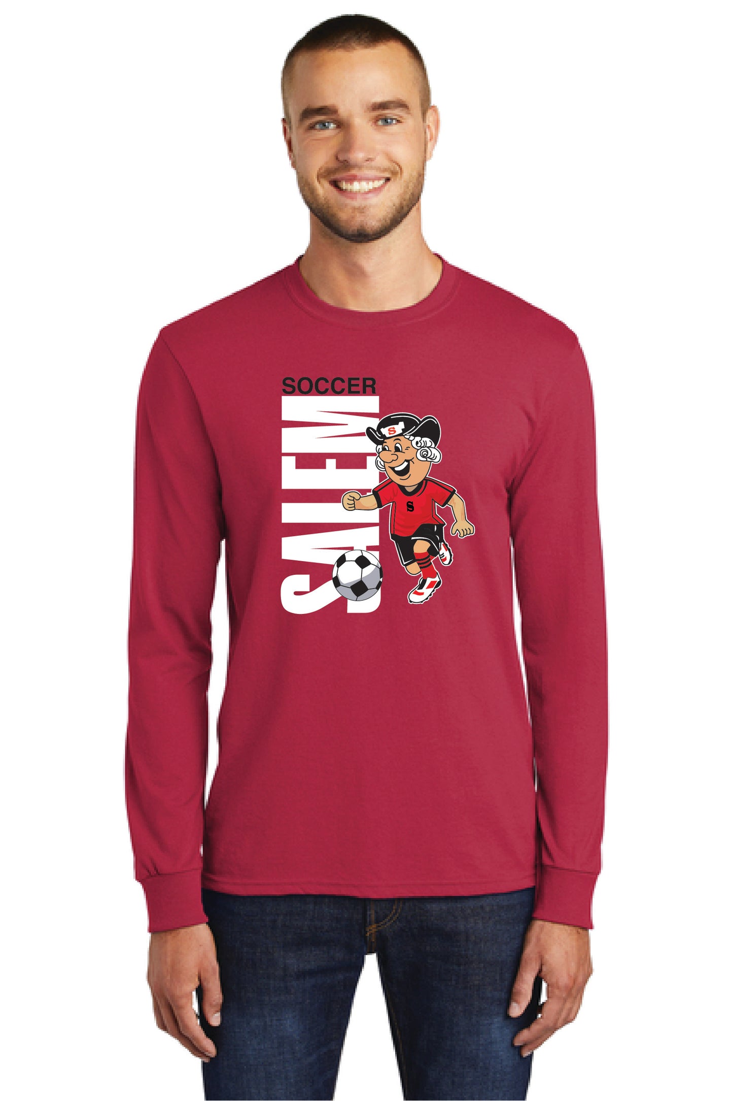 SALEM QUAKERS SOCCER PC54LS Port & Company® Long Sleeve Core Cotton Tee 16
