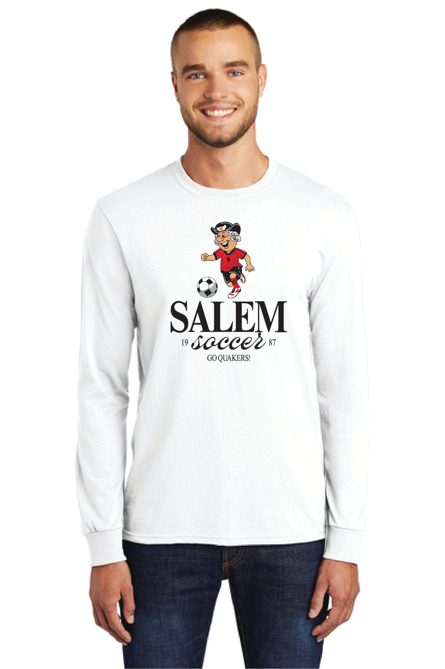 SALEM QUAKERS SOCCER PC55LS Port & Company® Long Sleeve Core Cotton Tee 15