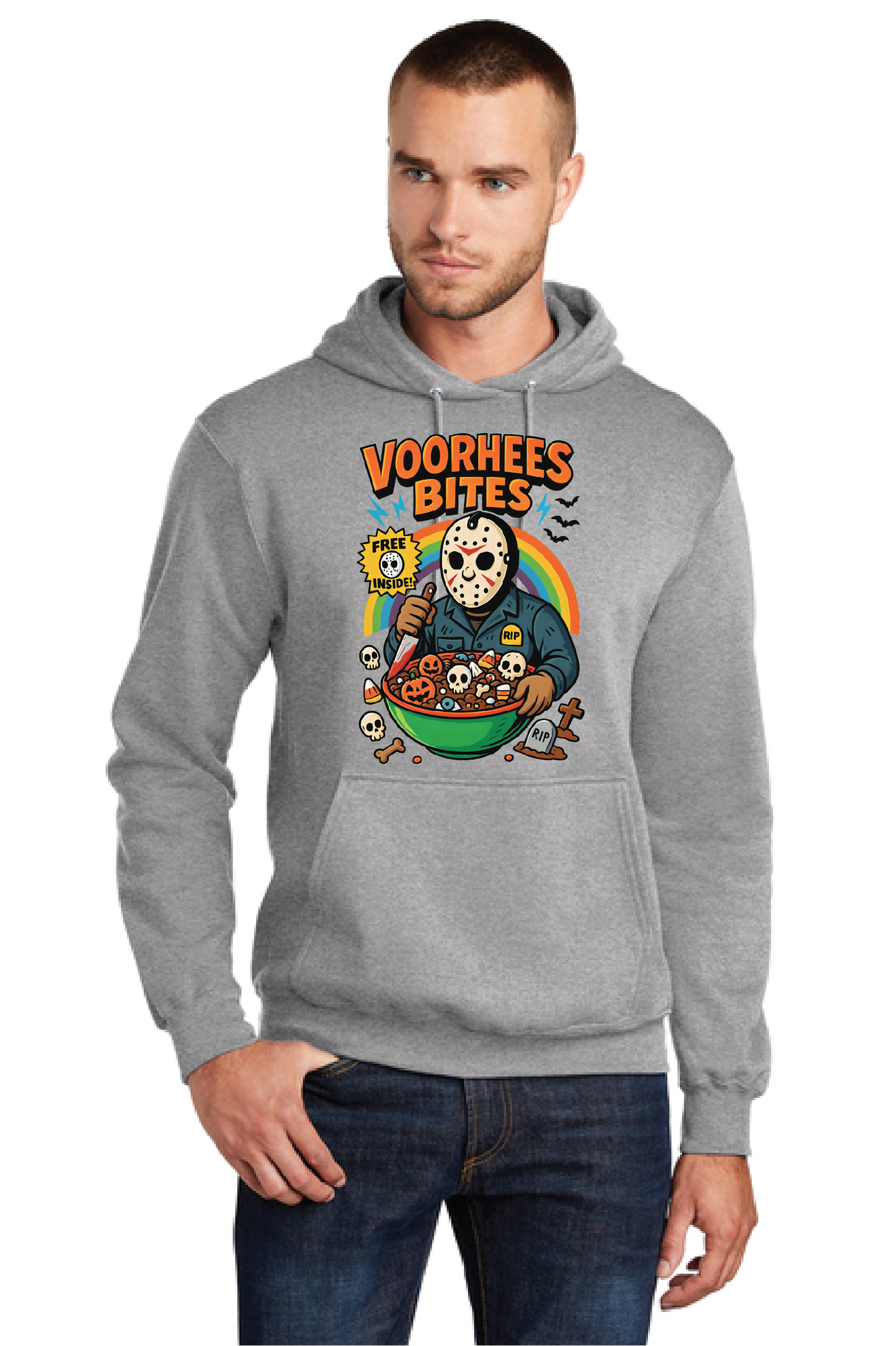 HALLOWEEN VOORHEES BITES PC78H Port & Company® Core Fleece Pullover Hooded Sweatshirt HW-7