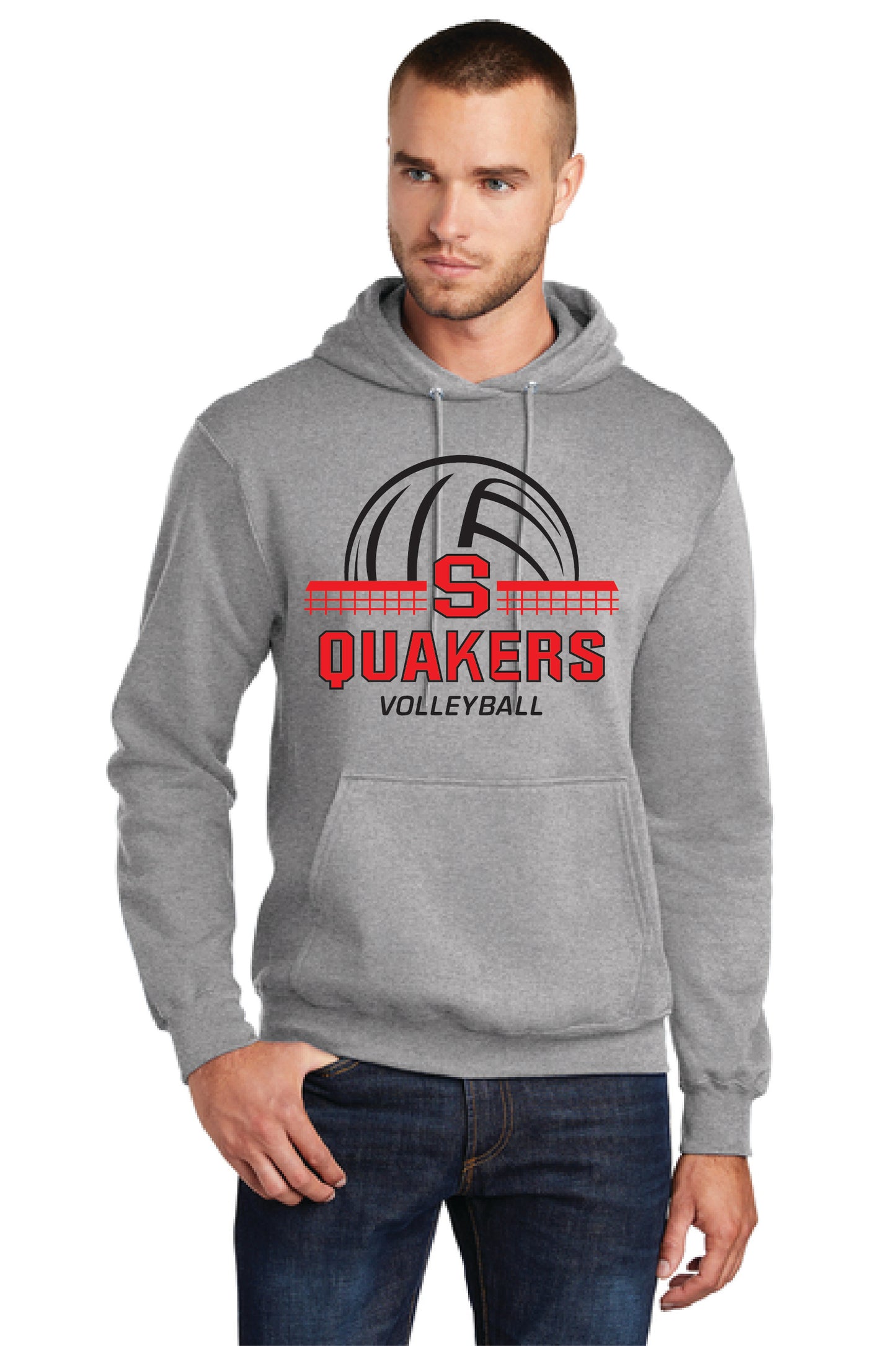 SALEM QUAKERS VOLLEYBALL PC78H Port & Company® Core Fleece Pullover Hooded Sweatshirt 3