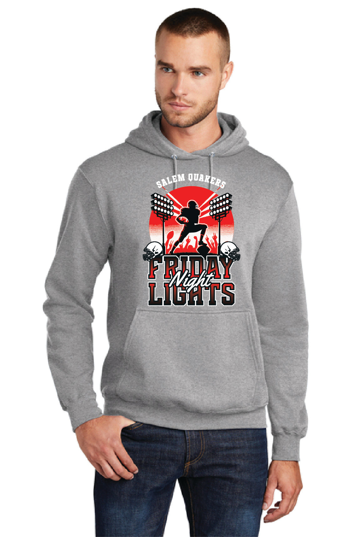 SALEM QUAKERS FOOTBALL PC78H Port & Company® Core Fleece Pullover Hooded Sweatshirt SF-11