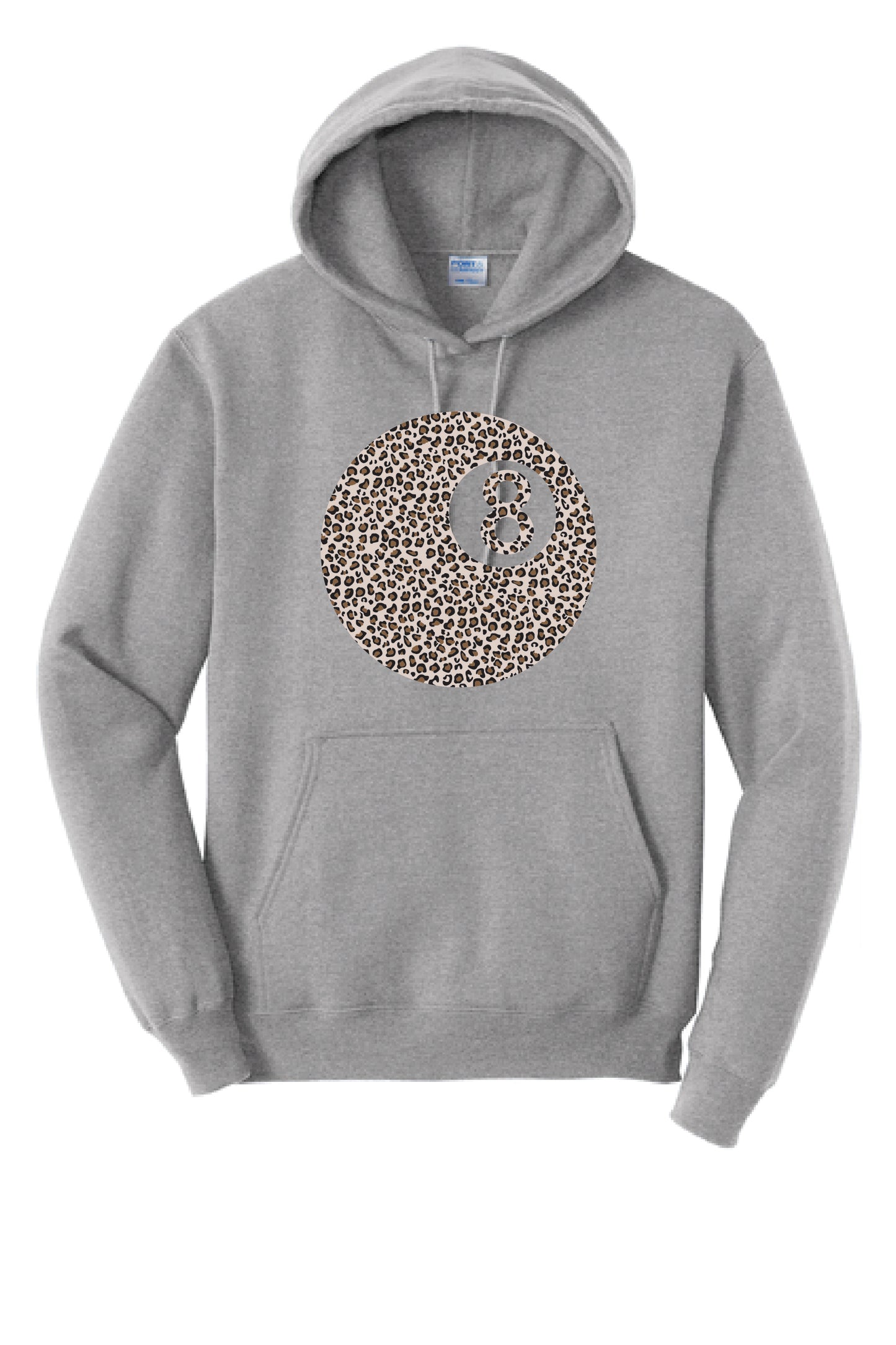 LEOPARD PRINT 8 BALL PC78H Port & Company® Core Fleece Pullover Hooded Sweatshirt KK-1