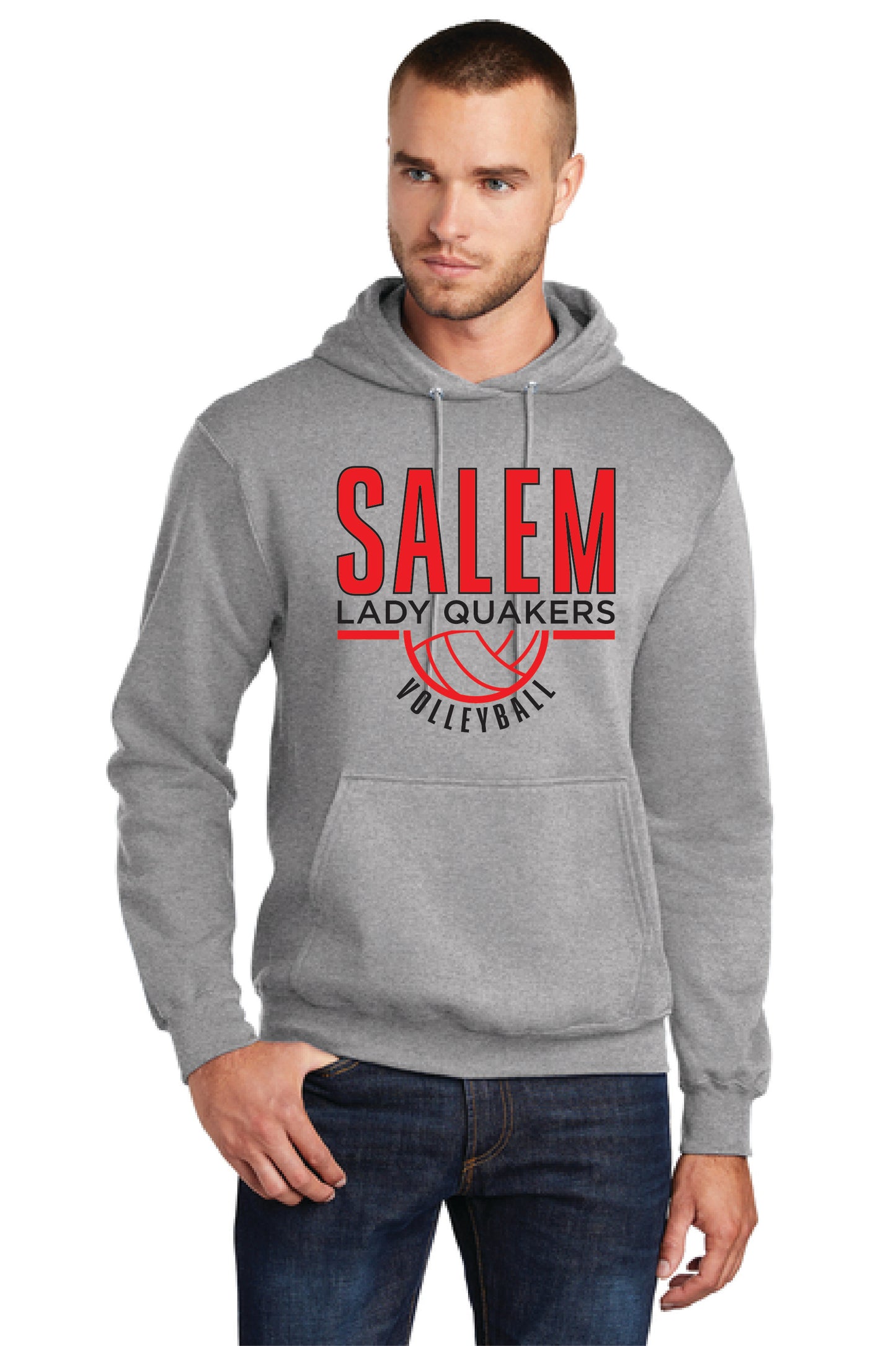 SALEM QUAKERS VOLLEYBALL PC78H Port & Company® Core Fleece Pullover Hooded Sweatshirt 2