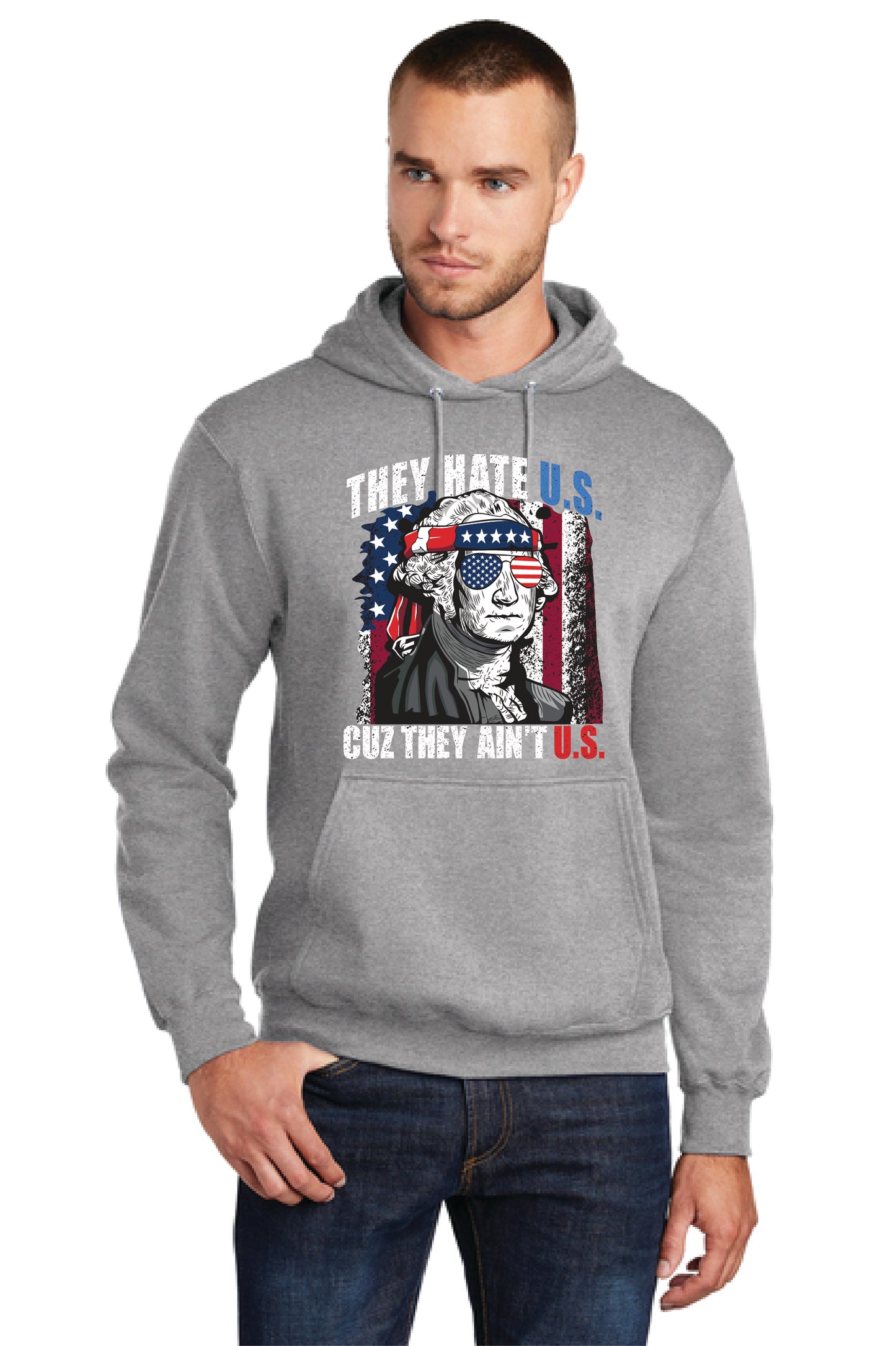 THEY HATE U.S. CUZ THEY AINT U.S. PC78H Port & Company® Core Fleece Pullover Hooded Sweatshirt 20