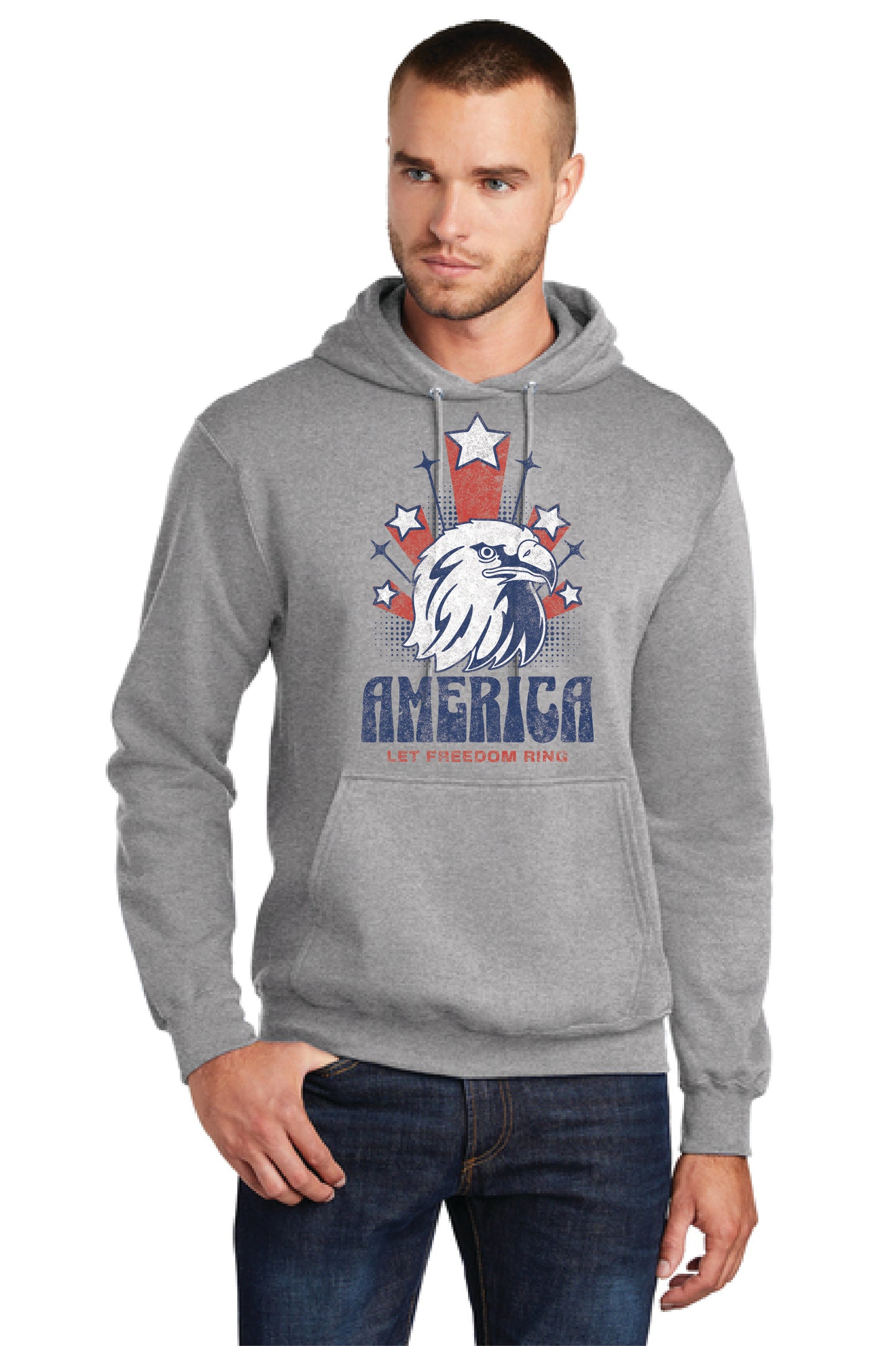 LET FREEDOM RING PC78H Port & Company® Core Fleece Pullover Hooded Sweatshirt 22