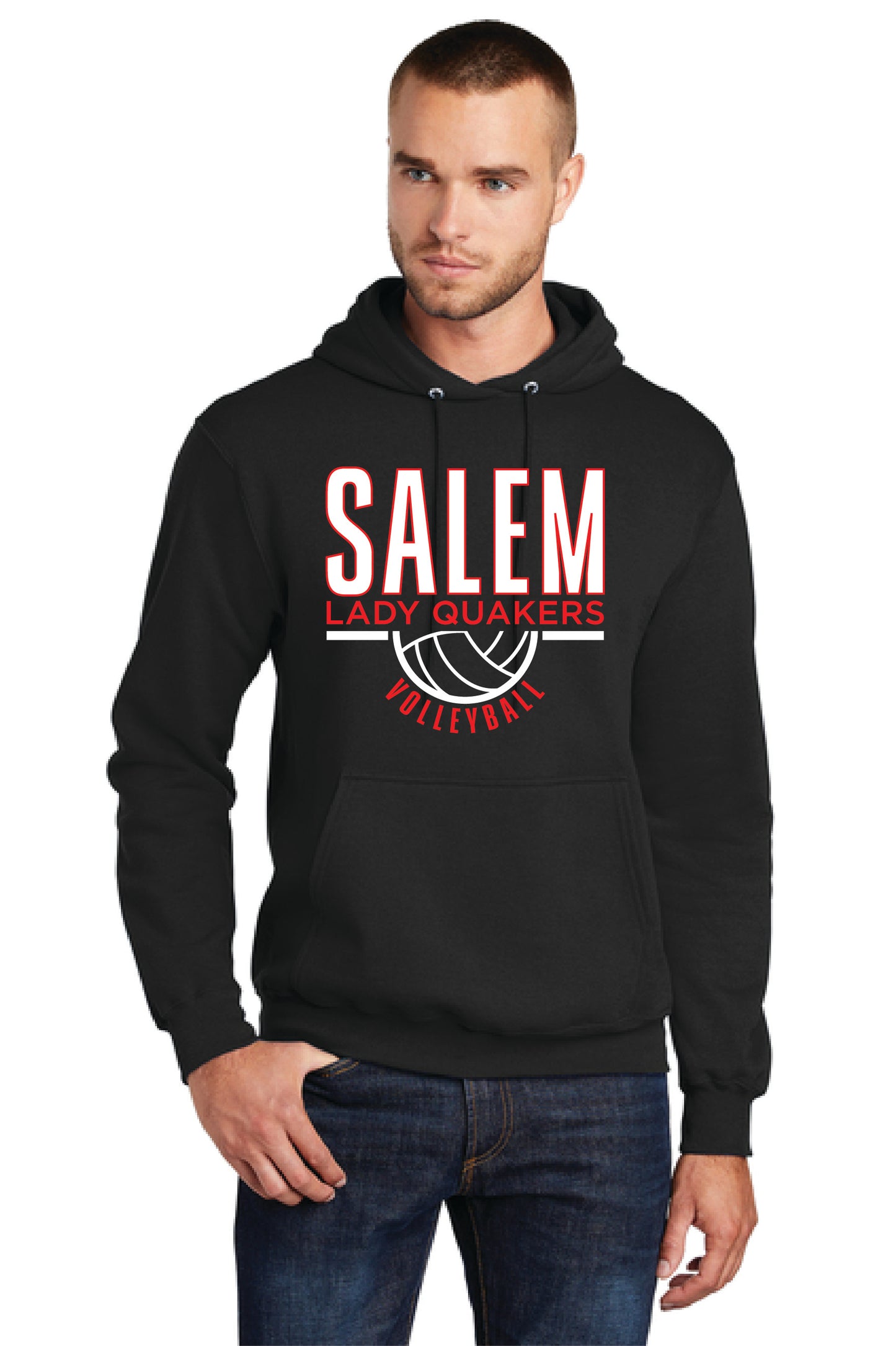 SALEM QUAKERS VOLLEYBALL PC78H Port & Company® Core Fleece Pullover Hooded Sweatshirt 2