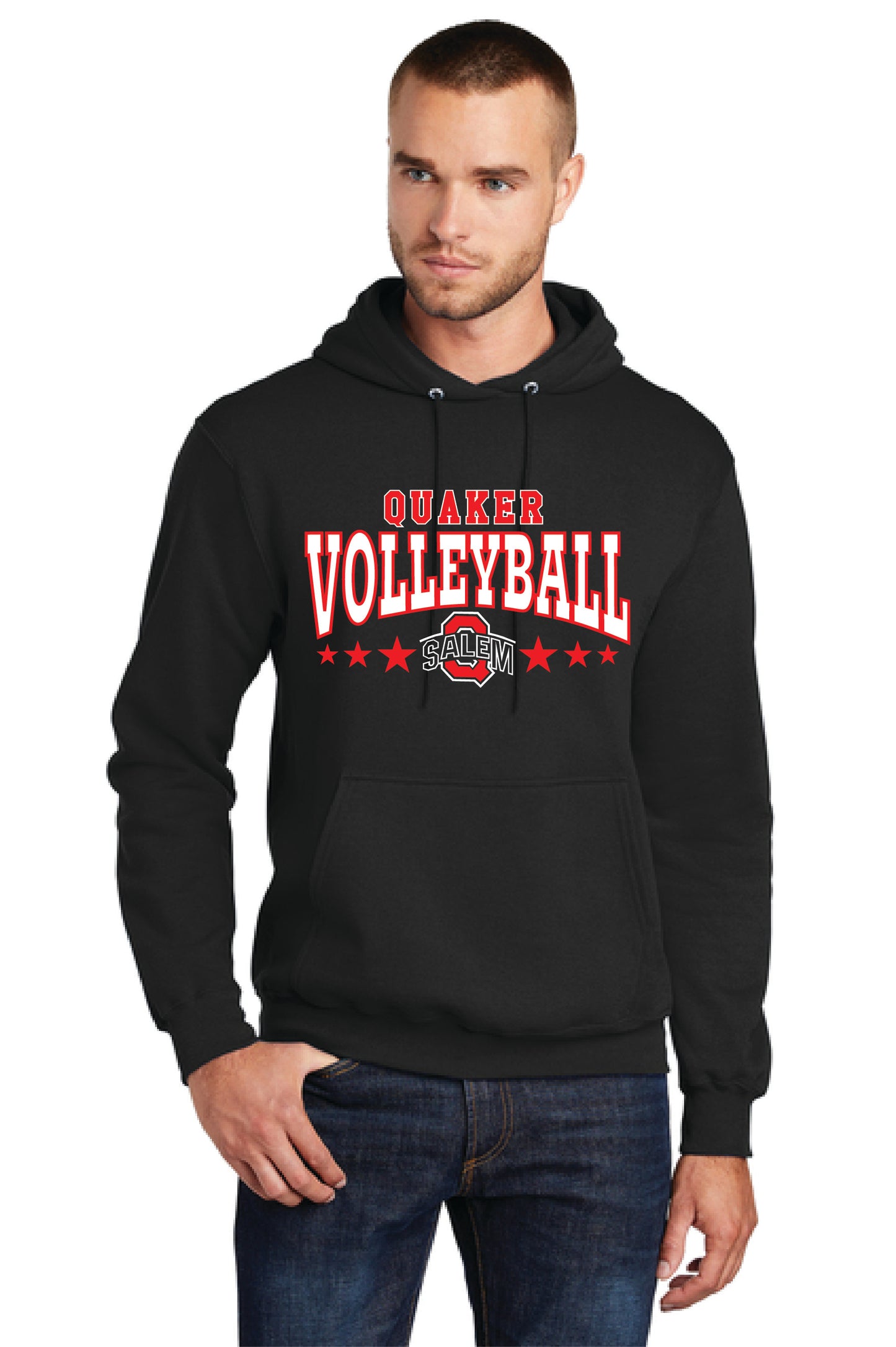SALEM QUAKERS VOLLEYBALL PC78H Port & Company® Core Fleece Pullover Hooded Sweatshirt 1