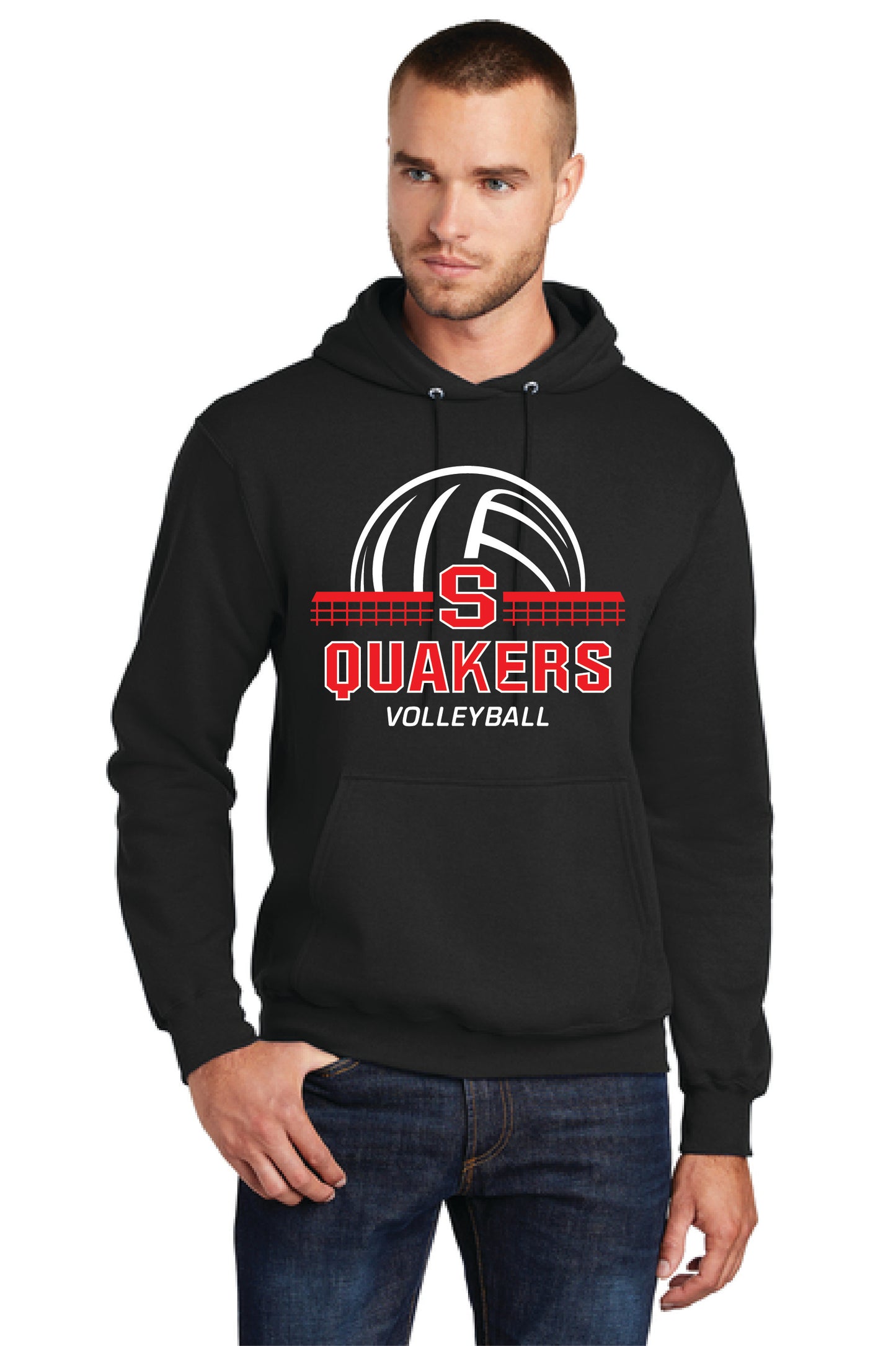 SALEM QUAKERS VOLLEYBALL PC78H Port & Company® Core Fleece Pullover Hooded Sweatshirt 3