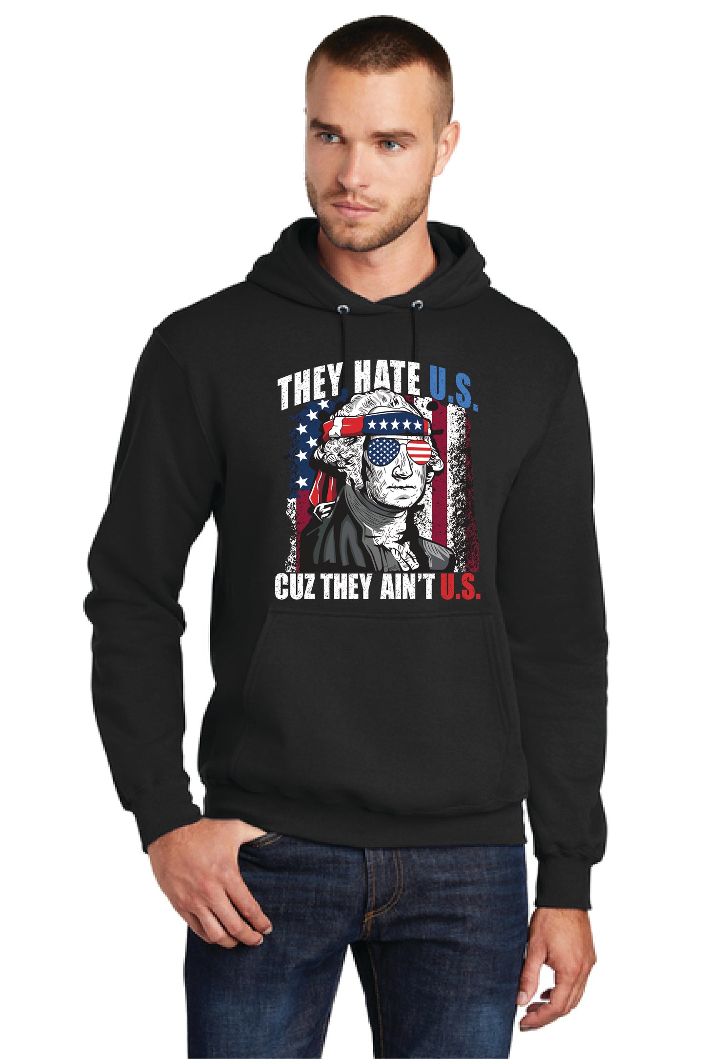 THEY HATE U.S. CUZ THEY AINT U.S. PC78H Port & Company® Core Fleece Pullover Hooded Sweatshirt 20