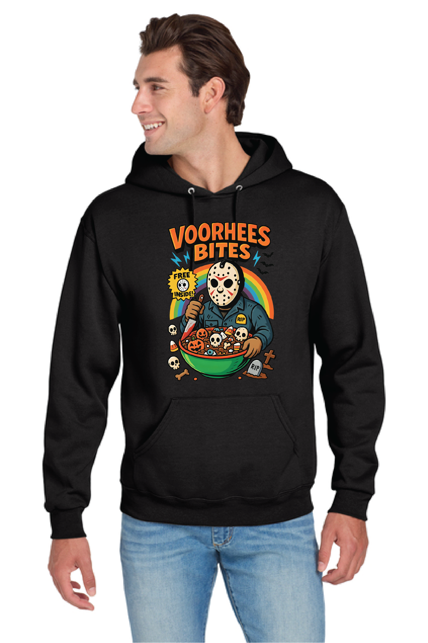 HALLOWEEN VOORHEES BITES PC78H Port & Company® Core Fleece Pullover Hooded Sweatshirt HW-7