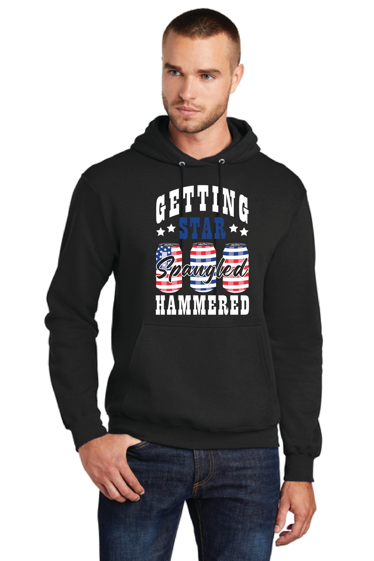 STAR SPANGLED HAMMERED PC78H Port & Company® Core Fleece Pullover Hooded Sweatshirt 11