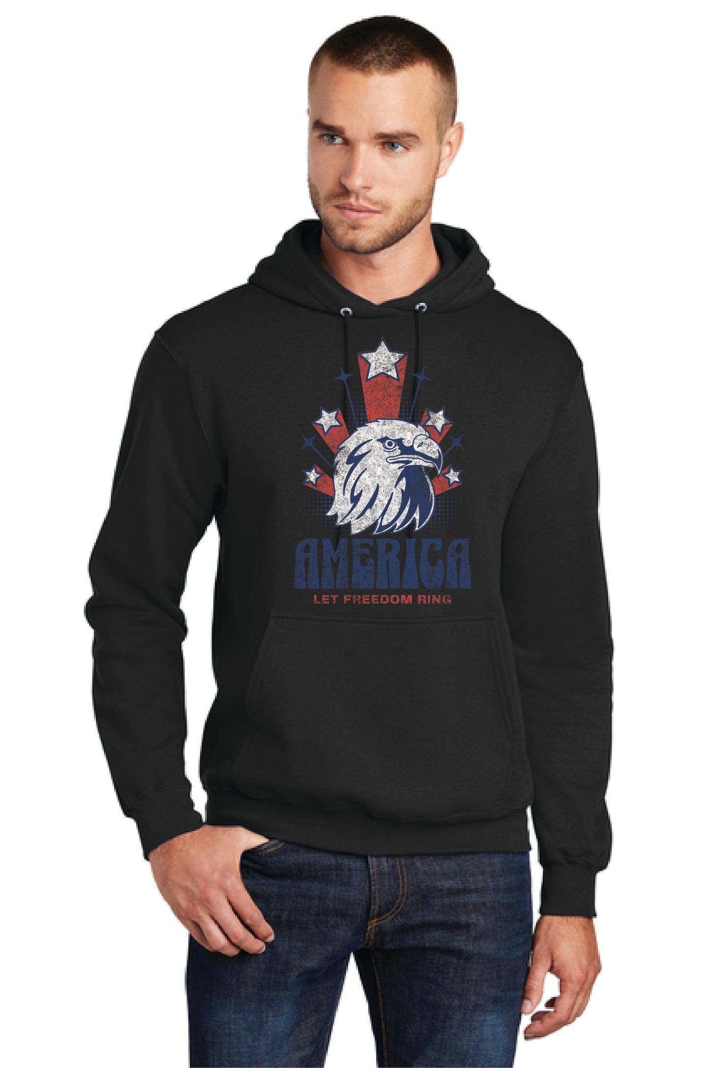 LET FREEDOM RING PC78H Port & Company® Core Fleece Pullover Hooded Sweatshirt 22