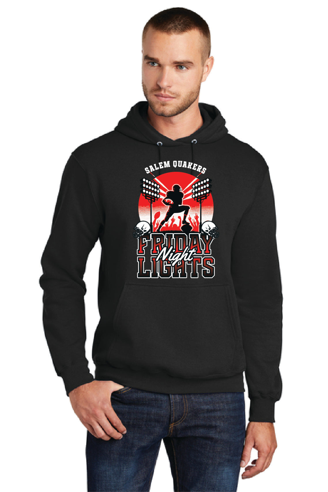 SALEM QUAKERS FOOTBALL PC78H Port & Company® Core Fleece Pullover Hooded Sweatshirt SF-11
