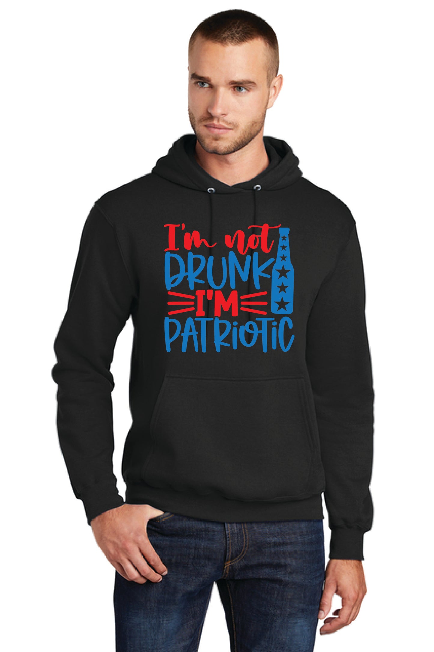 IM NOT DRUNK IM PATRIOTIC PC78H Port & Company® Core Fleece Pullover Hooded Sweatshirt 9