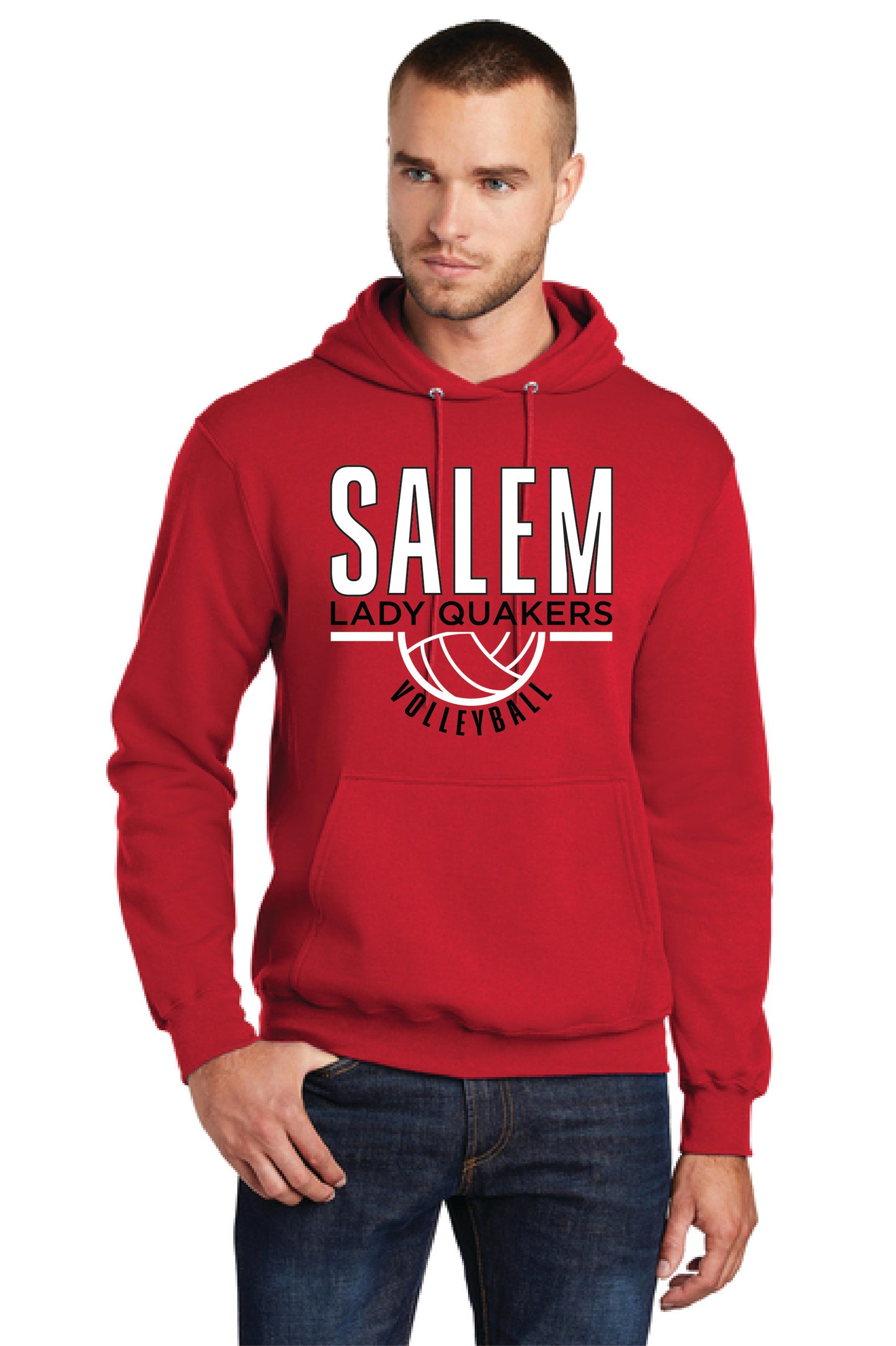 SALEM QUAKERS VOLLEYBALL PC78H Port & Company® Core Fleece Pullover Hooded Sweatshirt 2