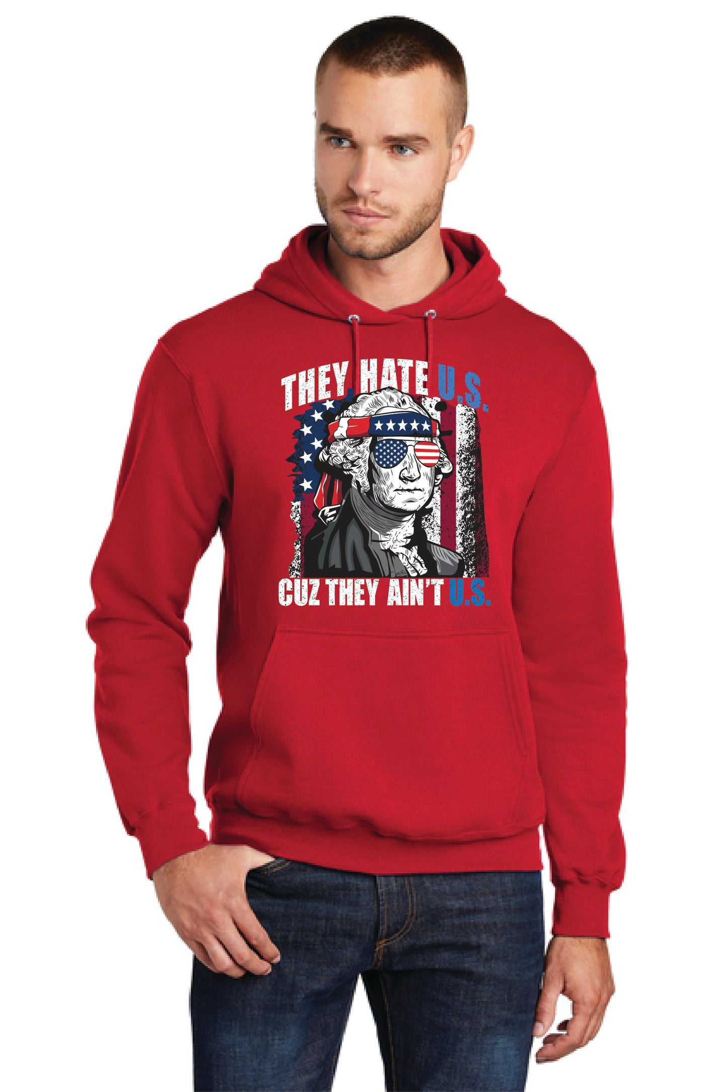 THEY HATE U.S. CUZ THEY AINT U.S. PC78H Port & Company® Core Fleece Pullover Hooded Sweatshirt 20