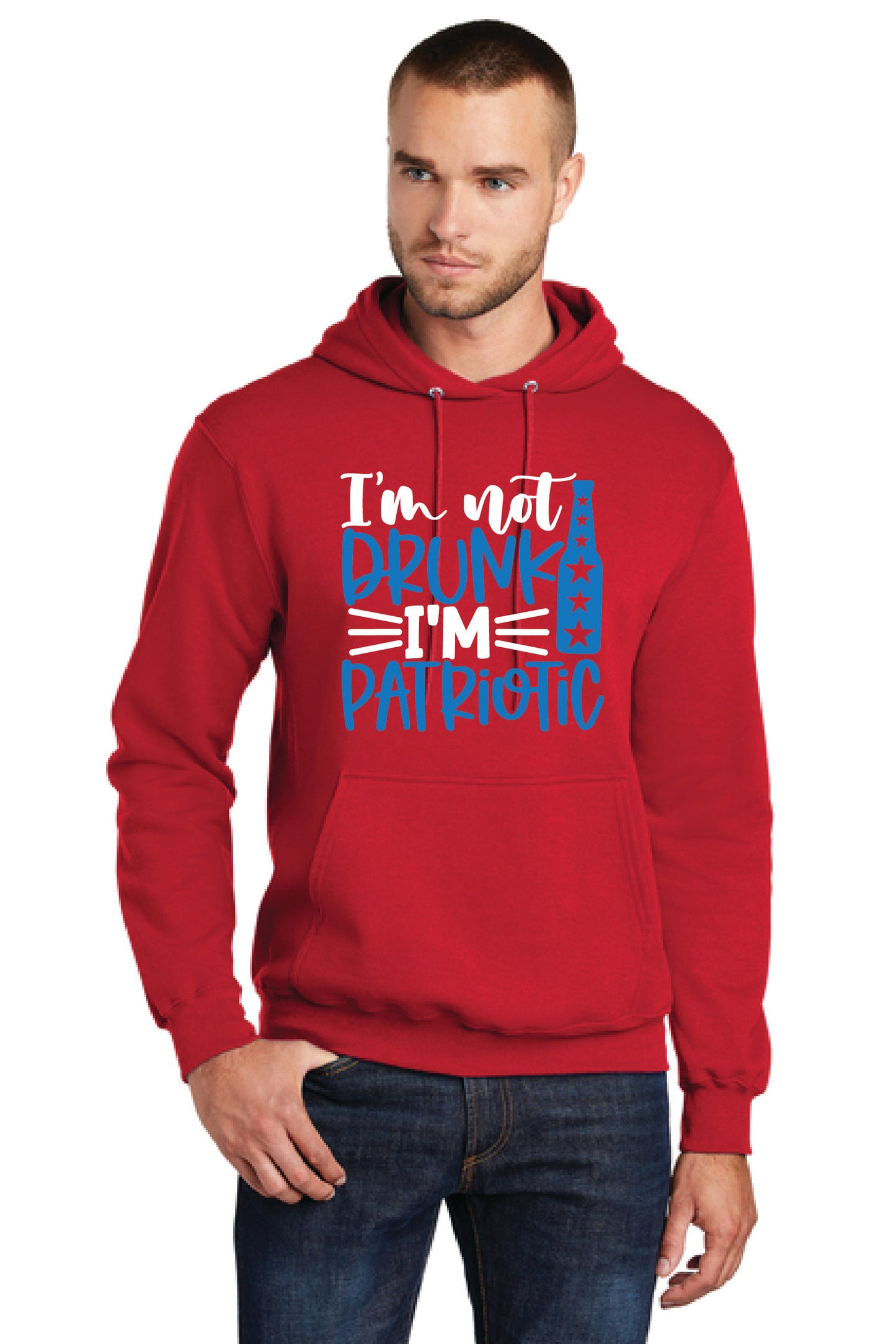 IM NOT DRUNK IM PATRIOTIC PC78H Port & Company® Core Fleece Pullover Hooded Sweatshirt 9