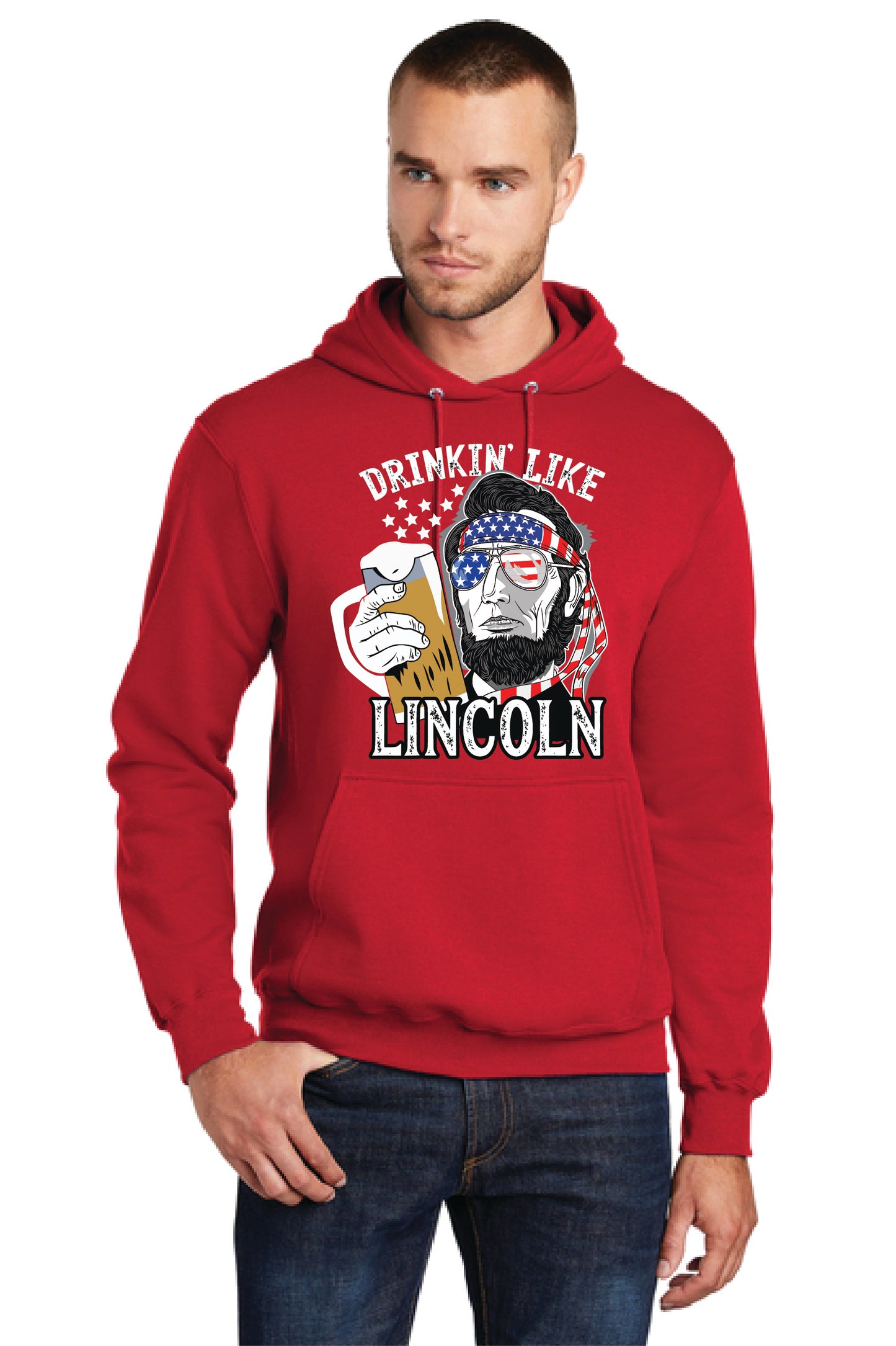 DRINKIN LIKE LINCOLN PC78H Port & Company® Core Fleece Pullover Hooded Sweatshirt 14