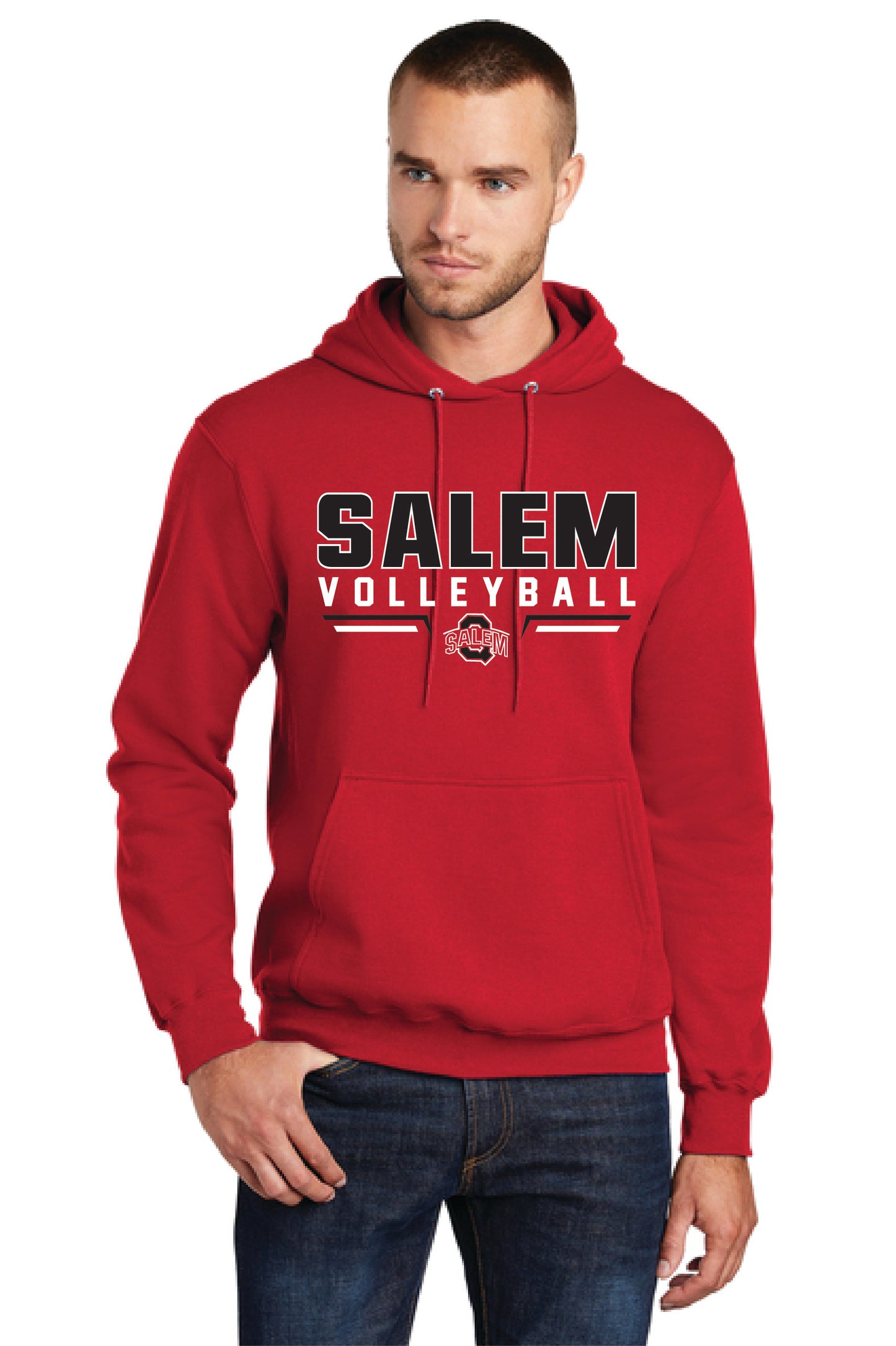 SALEM QUAKERS VOLLEYBALL PC78H Port & Company® Core Fleece Pullover Hooded Sweatshirt 6