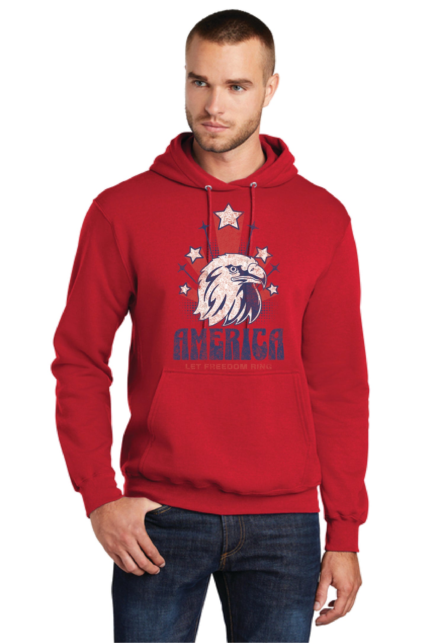 LET FREEDOM RING PC78H Port & Company® Core Fleece Pullover Hooded Sweatshirt 22