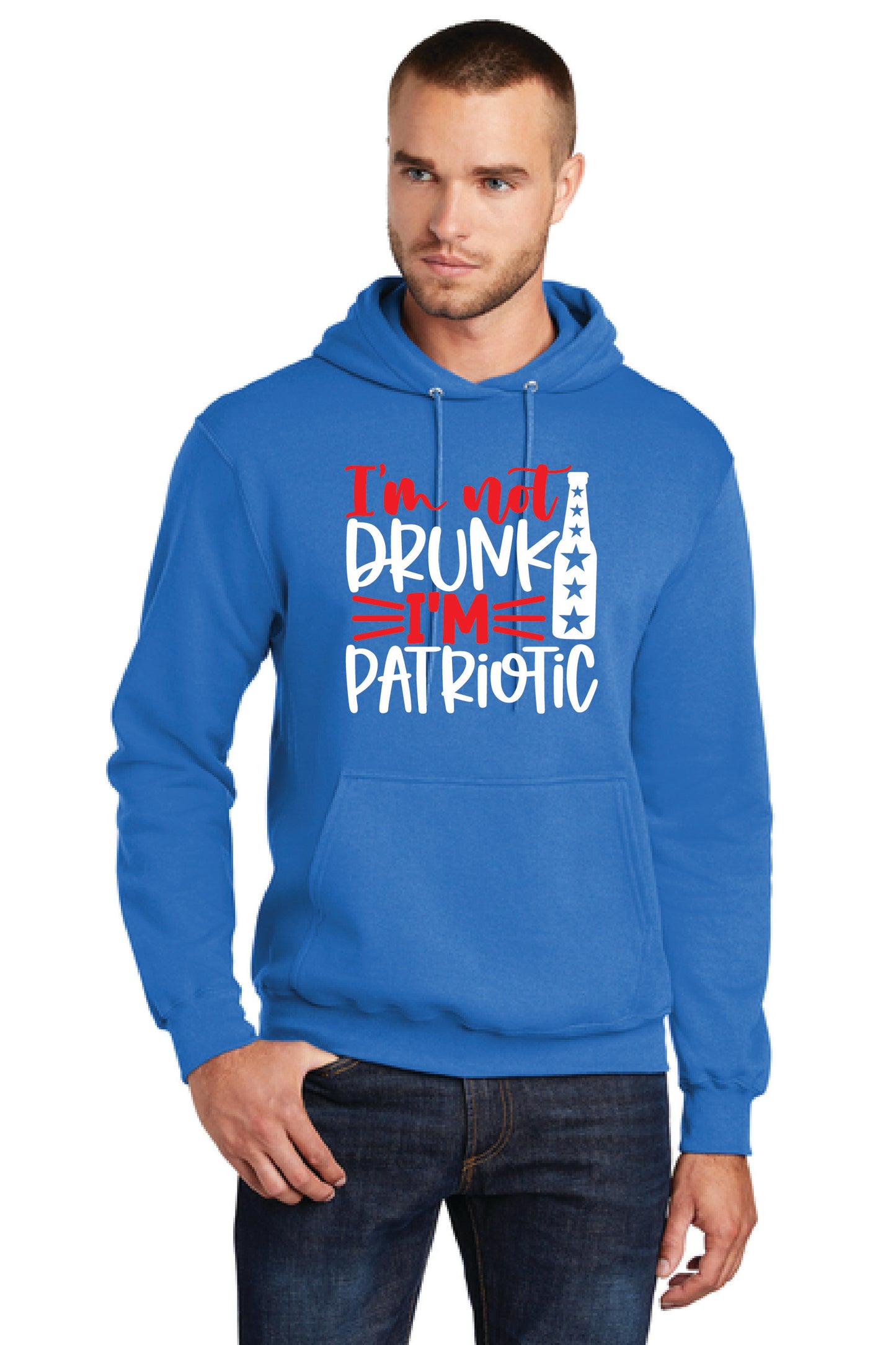 IM NOT DRUNK IM PATRIOTIC PC78H Port & Company® Core Fleece Pullover Hooded Sweatshirt 9