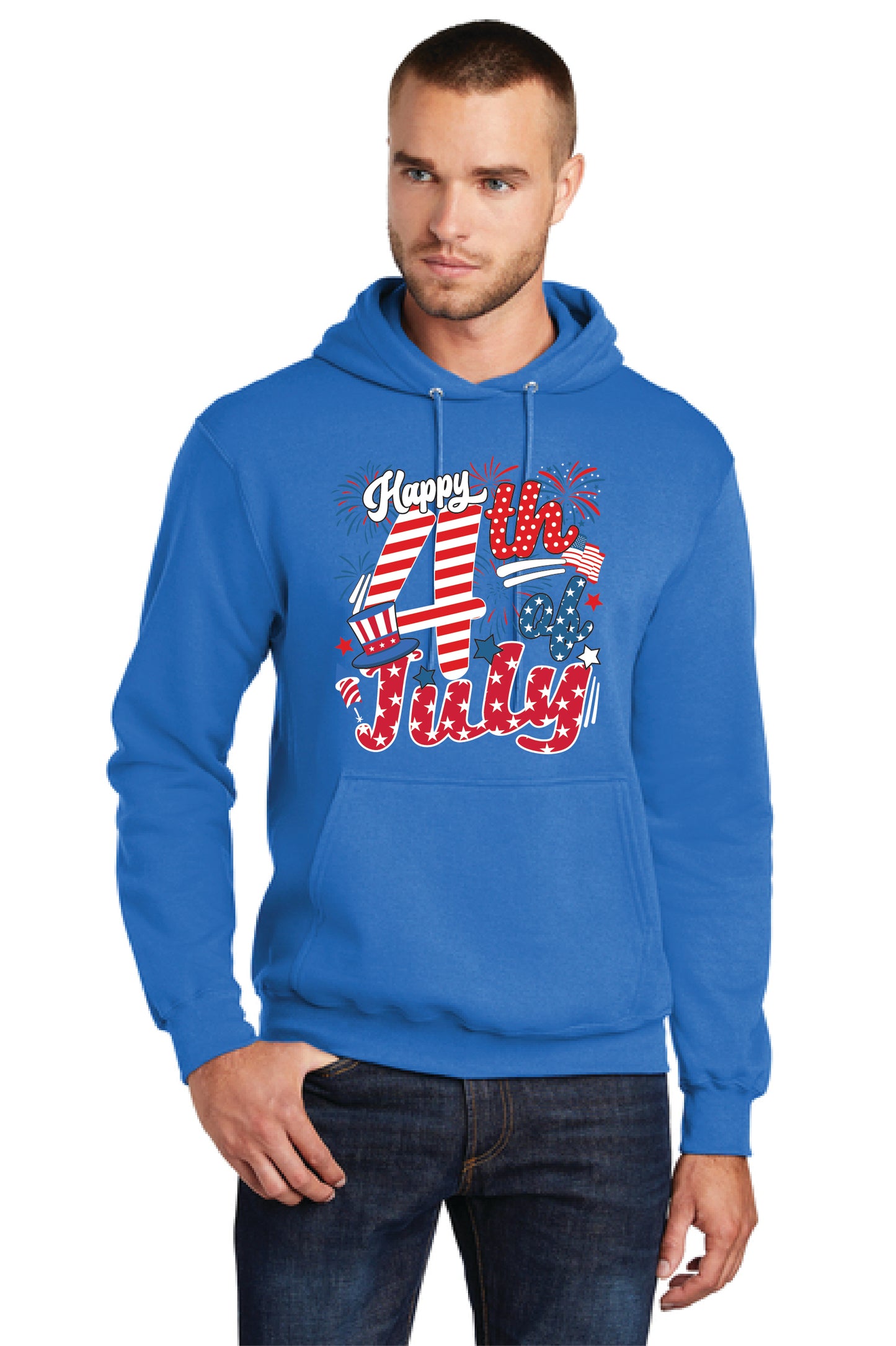 HAPPY 4TH OF JULY PC78H Port & Company® Core Fleece Pullover Hooded Sweatshirt 17
