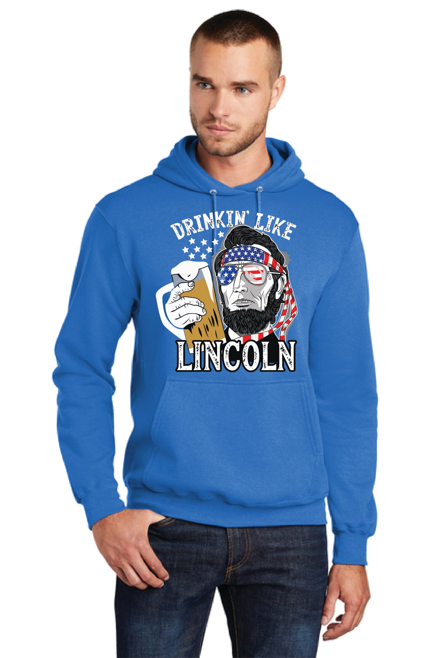 DRINKIN LIKE LINCOLN PC78H Port & Company® Core Fleece Pullover Hooded Sweatshirt 14