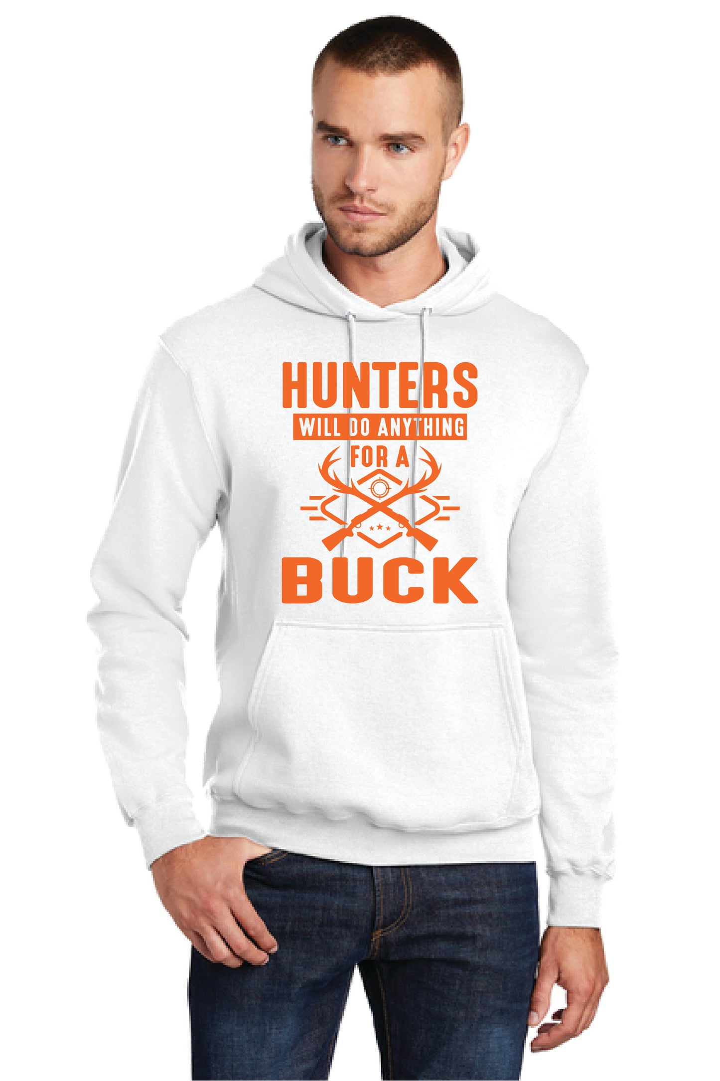 HUNTER WILL DO ANYTHIG FOR A BUCK PC78H Port & Company® Core Fleece Pullover Hooded Sweatshirt 3