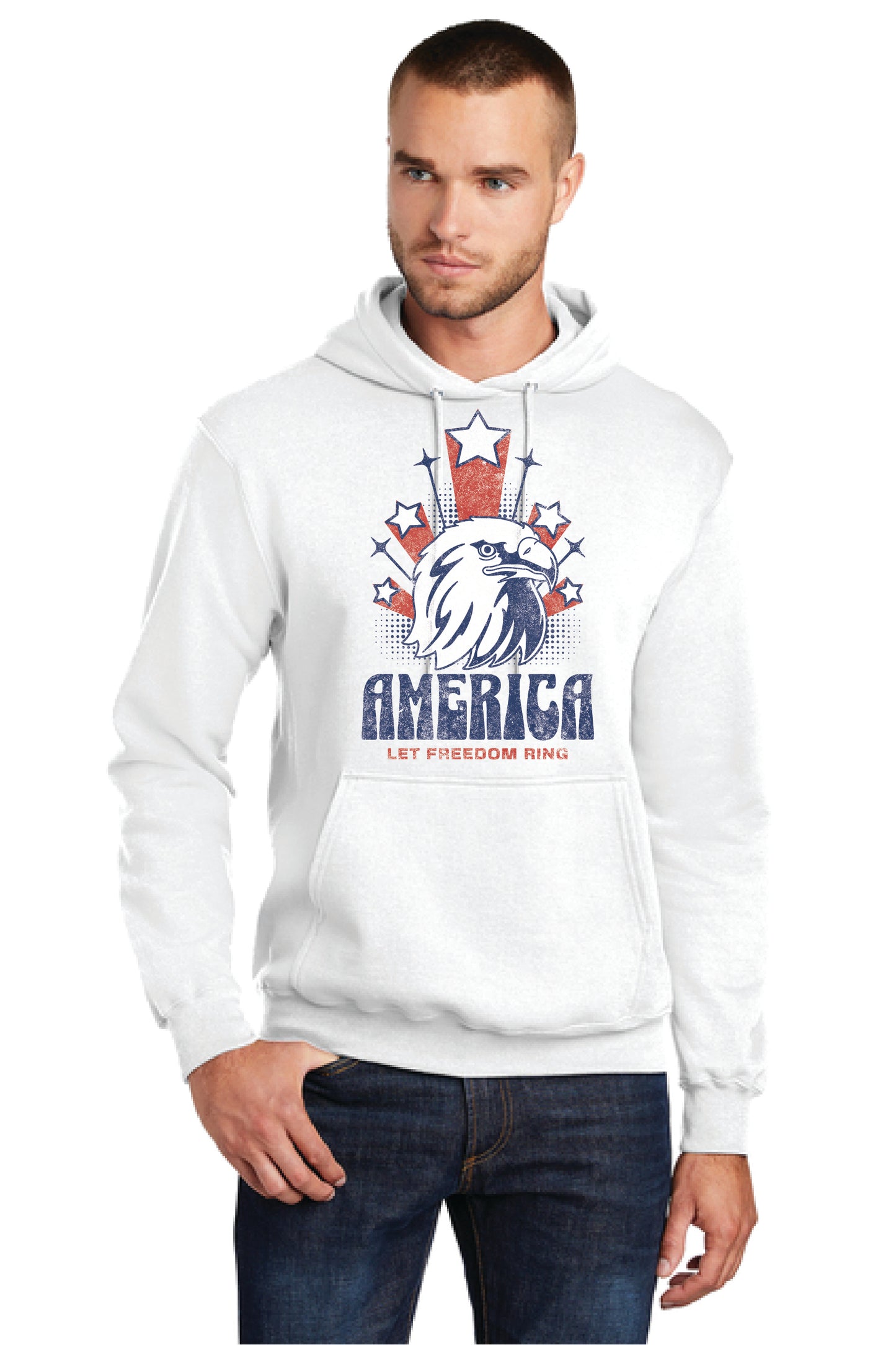 LET FREEDOM RING PC78H Port & Company® Core Fleece Pullover Hooded Sweatshirt 22