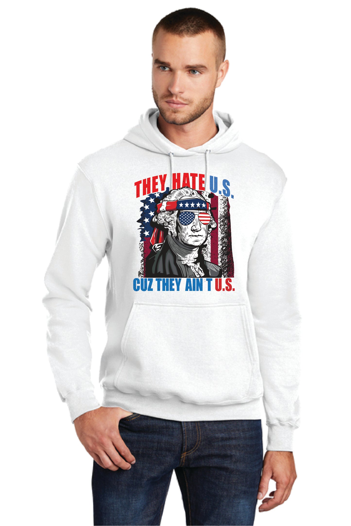 THEY HATE U.S. CUZ THEY AINT U.S. PC78H Port & Company® Core Fleece Pullover Hooded Sweatshirt 20