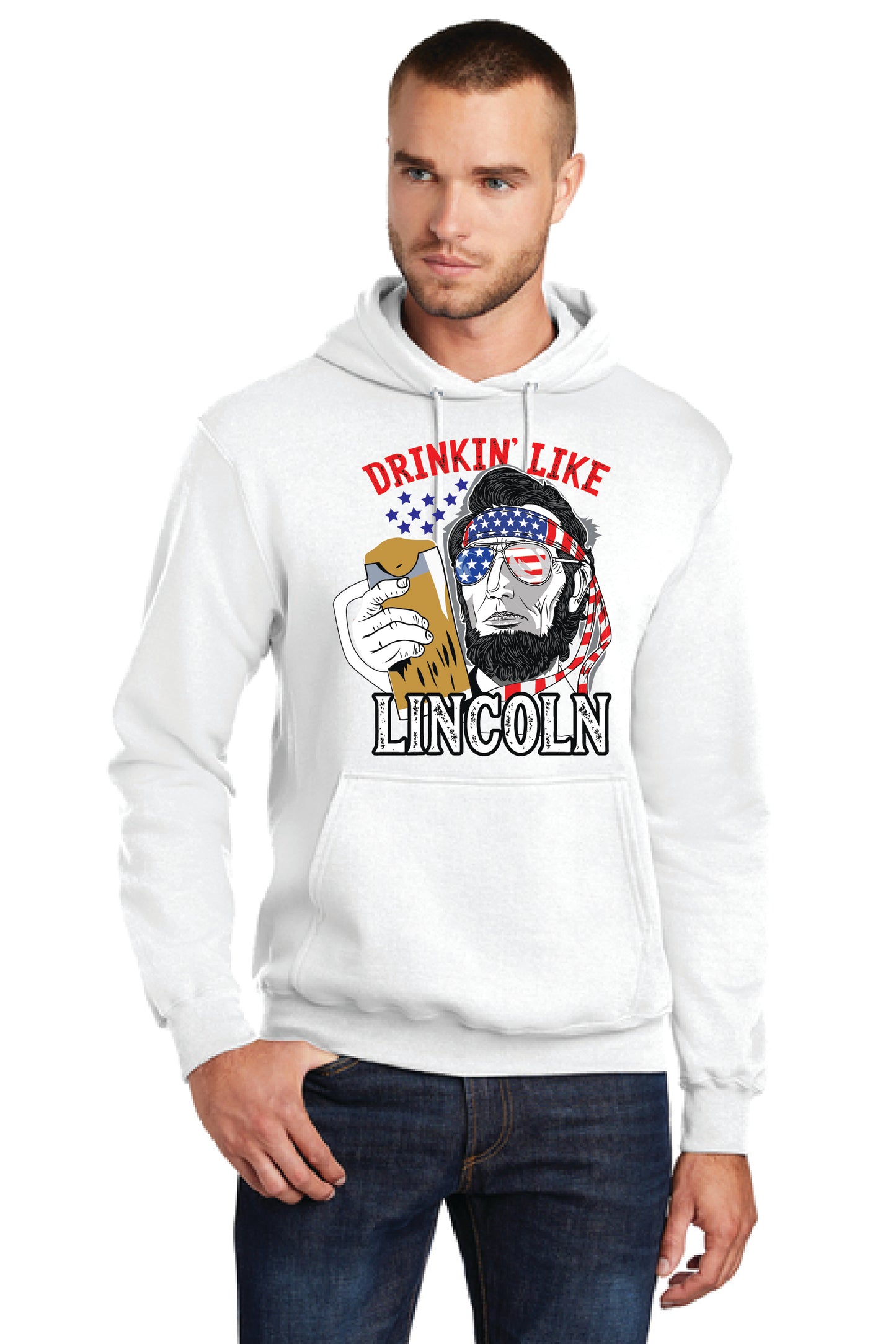 DRINKIN LIKE LINCOLN PC78H Port & Company® Core Fleece Pullover Hooded Sweatshirt 14