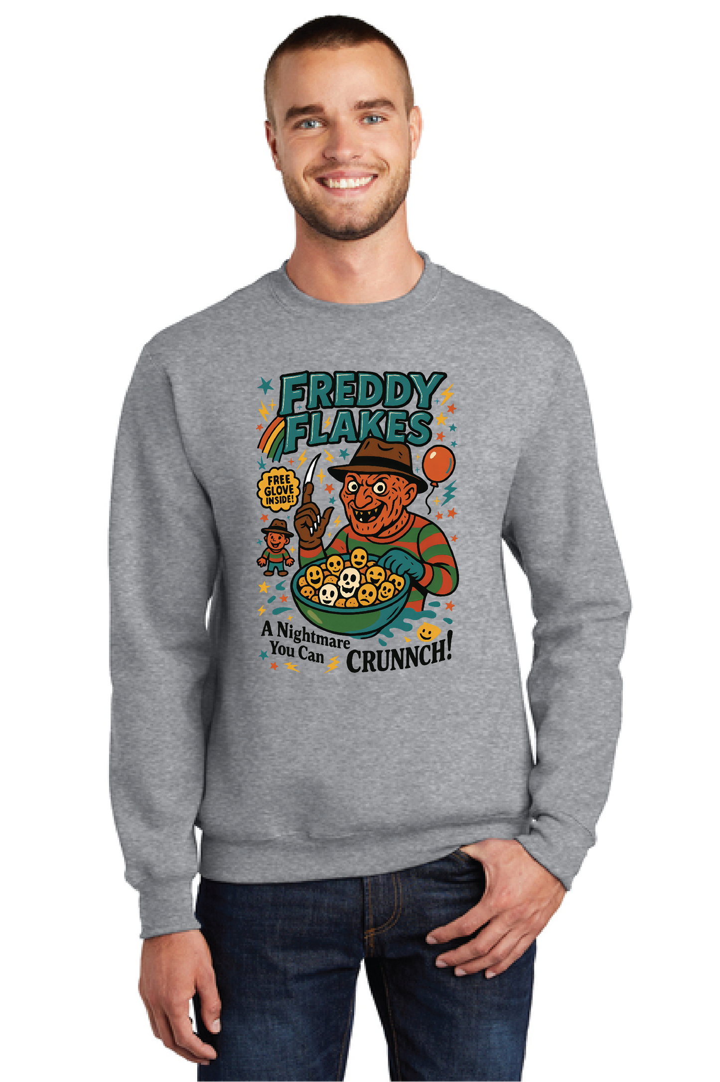 HALLOWEEN FREDDY FLAKES PC55LS Port & Company® Long Sleeve Core Cotton Tee HW-5