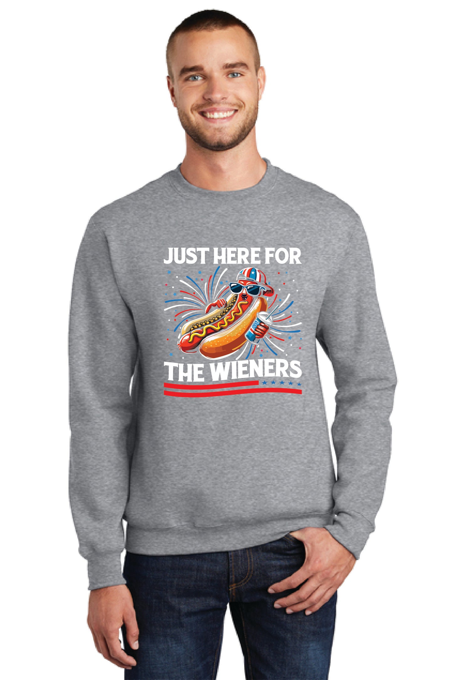 JUST HERE FOR THE WIENERS PC78 Port & Company® Core Fleece Crewneck Sweatshirt 6