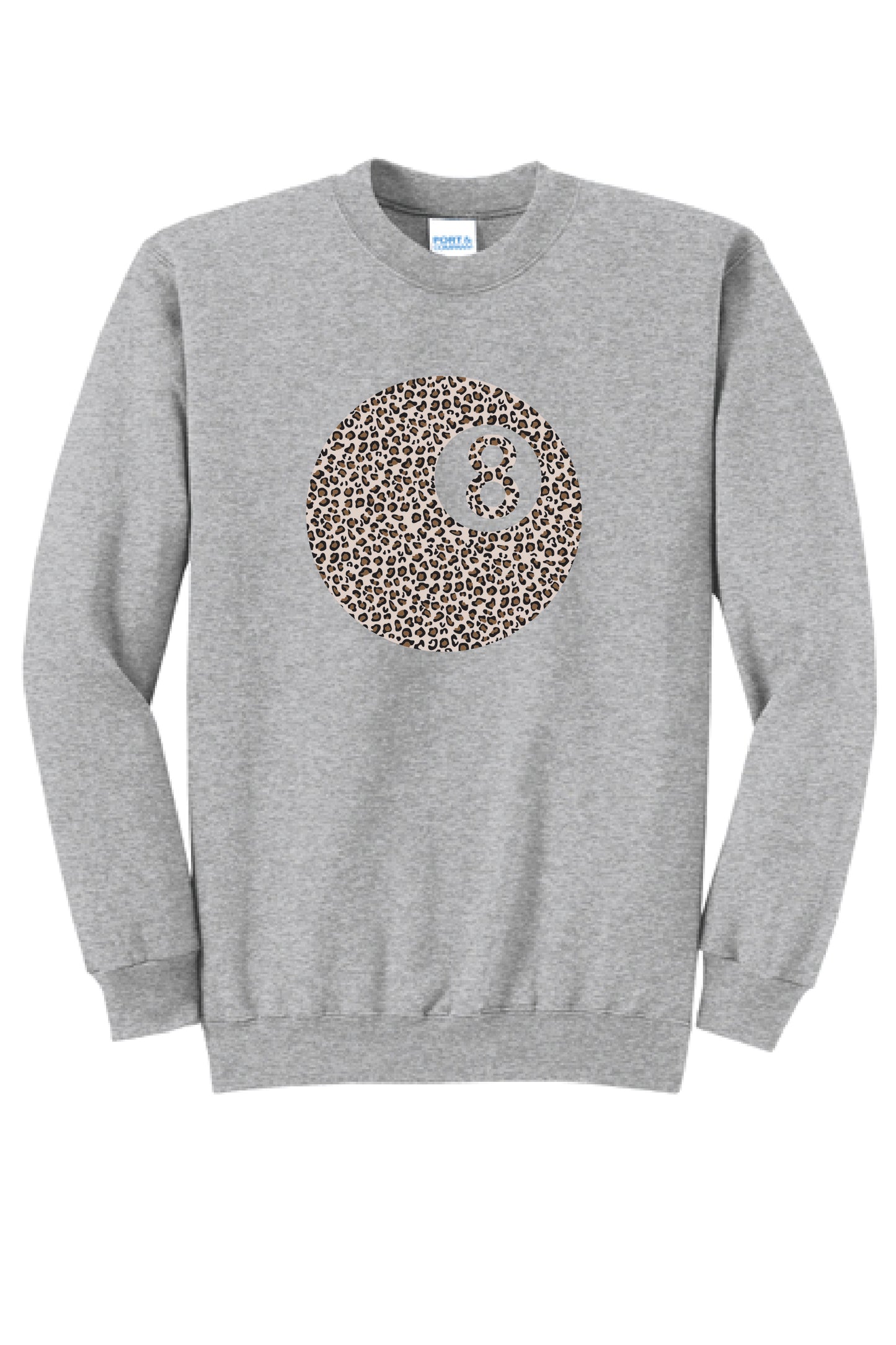 LEOPARD PRINT 8 BALL PC78 Core Fleece Crewneck Sweatshirt KK-1