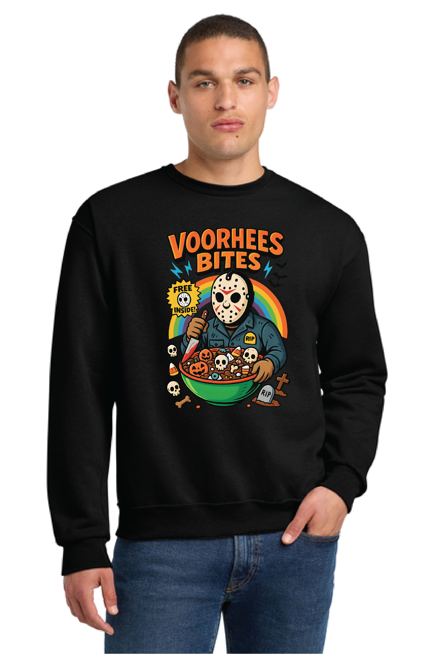 HALLOWEEN VOORHEES BITES Port & Company® Core Fleece Crewneck Sweatshirt HW-7