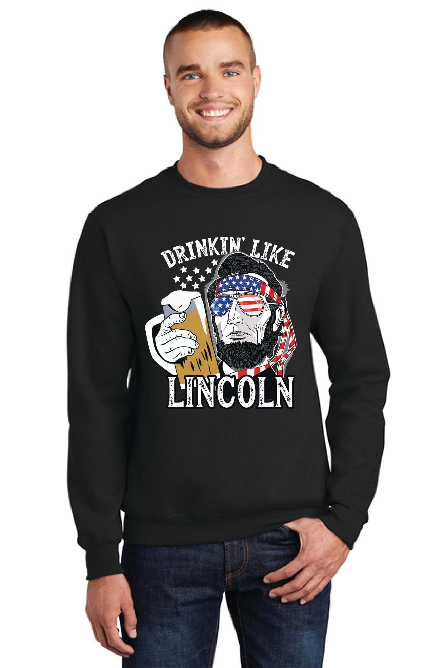 DRINKIN LIKE LINCOLN Port & Company® Core Fleece Crewneck Sweatshirt 14